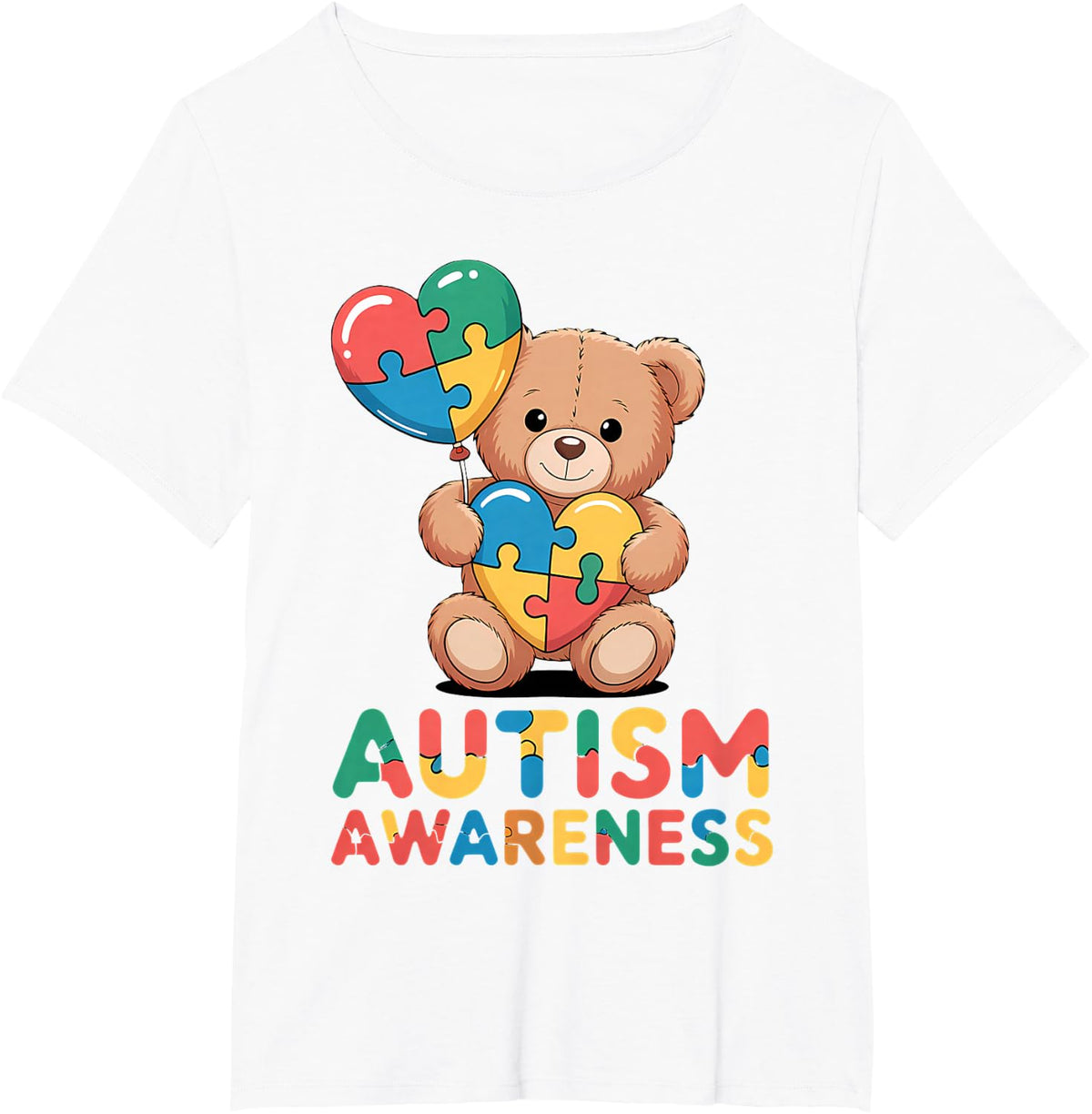Autism Awareness Bear T-Shirt - White