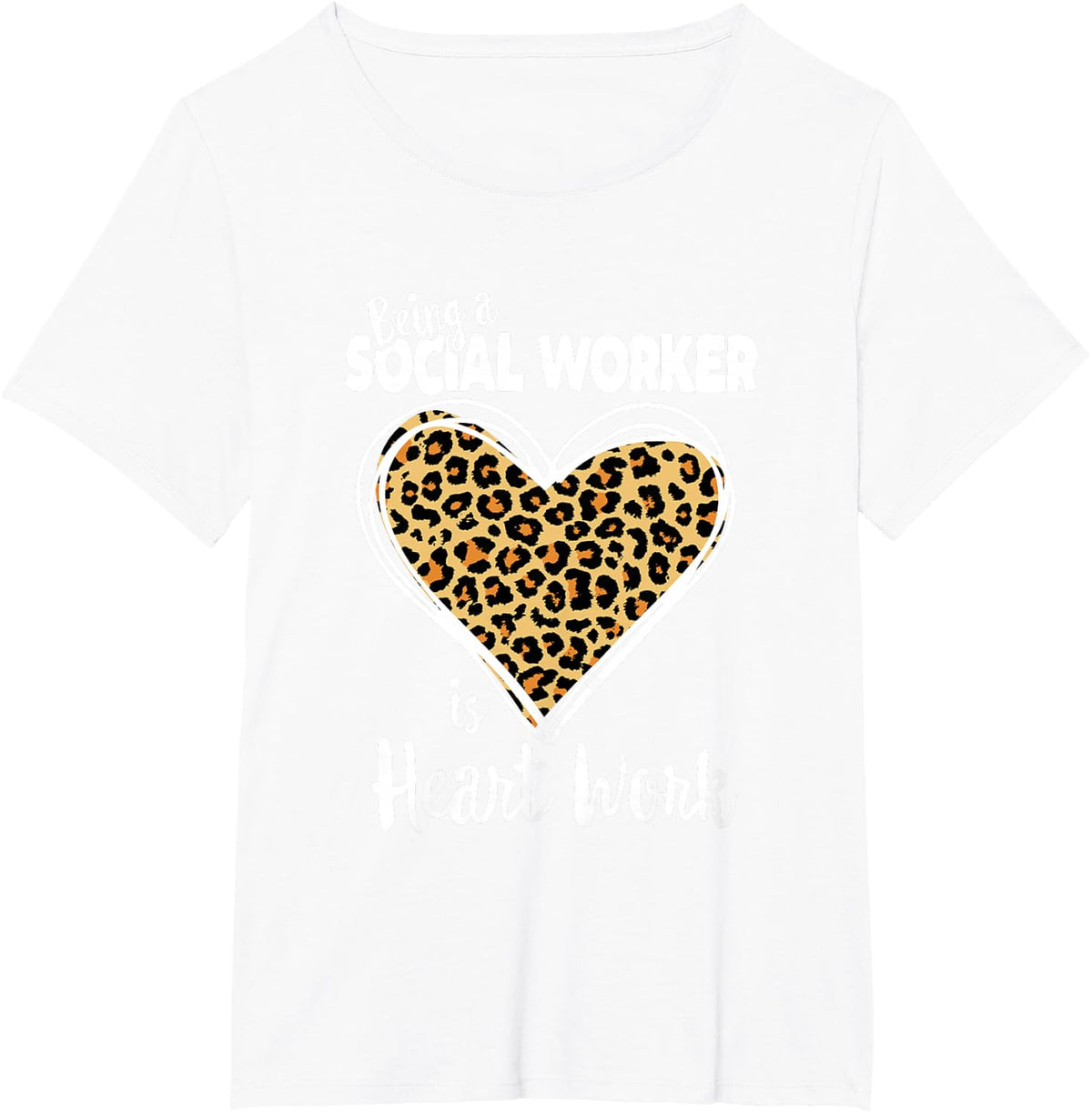 Social Worker Tee Cute Leopard Plaid Gift for social worker T-Shirt - White