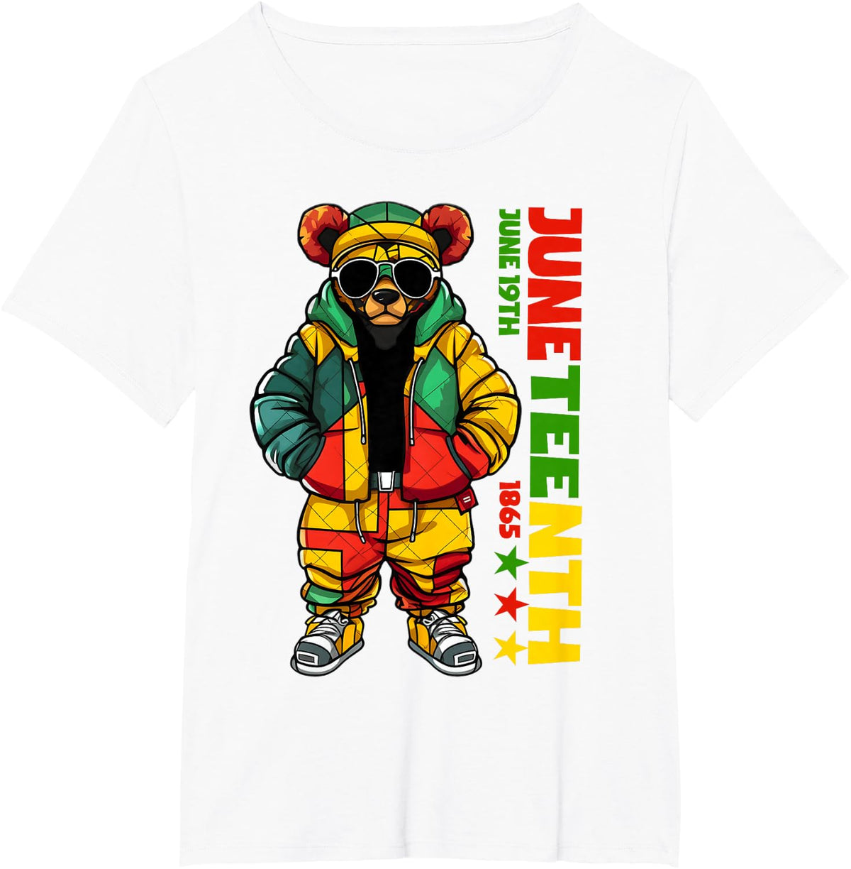 Juneteenth Black King Hip Hop Teddy Bear African American T-Shirt - White