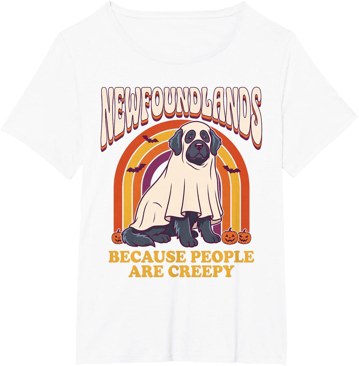 Newfoundlands Because People are Creepy Fun T-Shirt - White