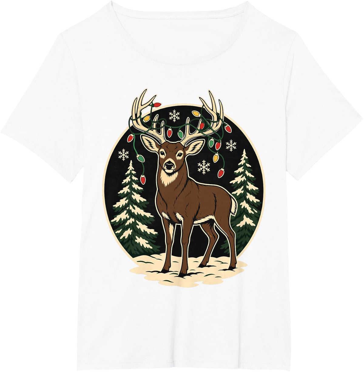 Deer Hunting Christmas Buck Lights Whitetail T-Shirt - White