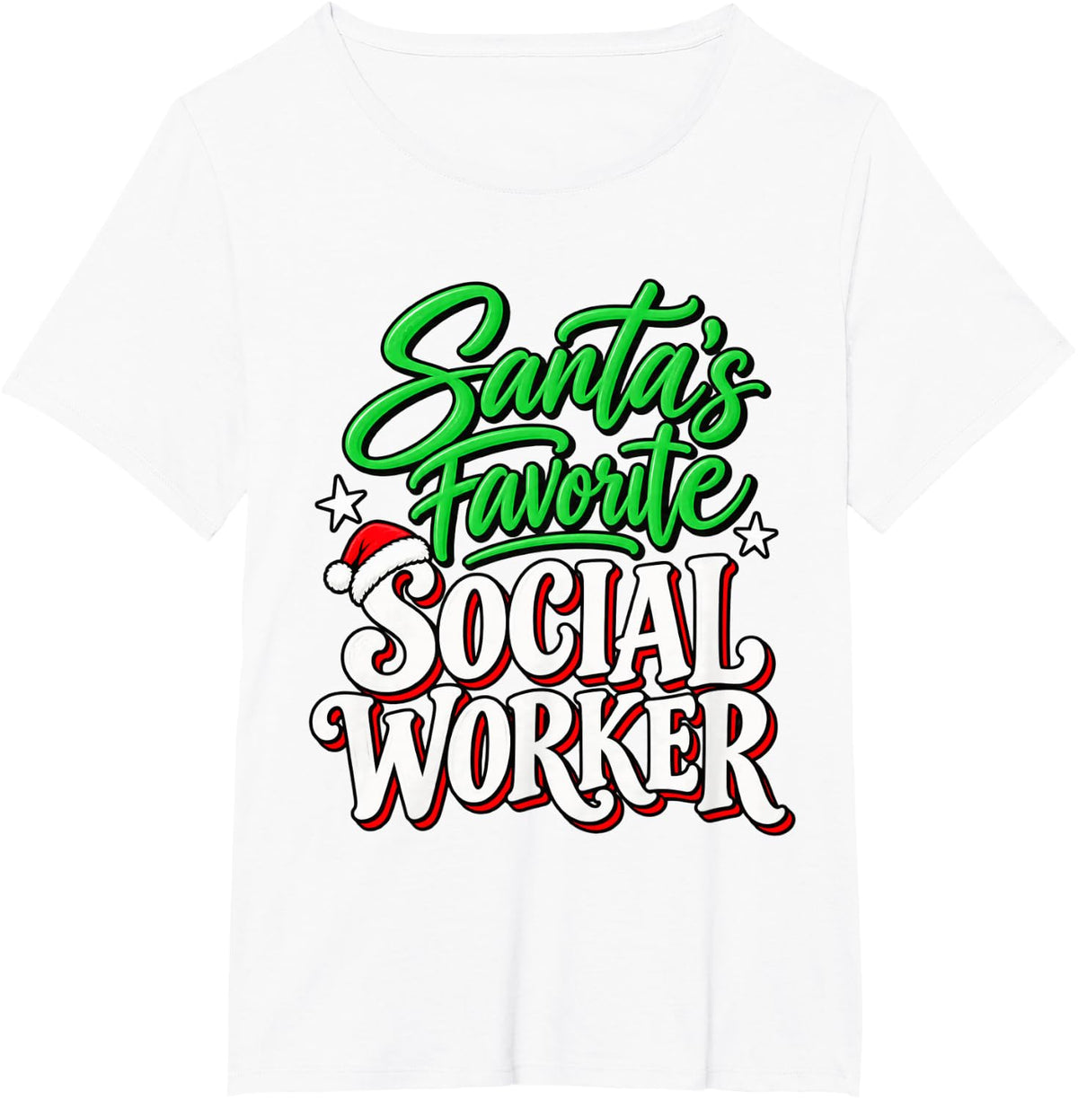 Santa's Favorite Social Worker Christmas Social Work Humor T-Shirt - White