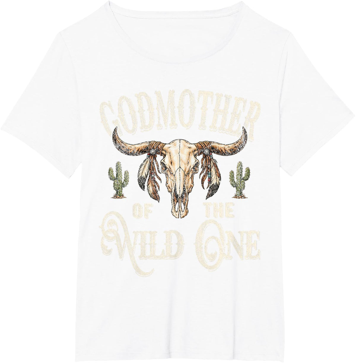 Godmother of The Wild One Cowboy Rodeo Party Matching T-Shirt - White