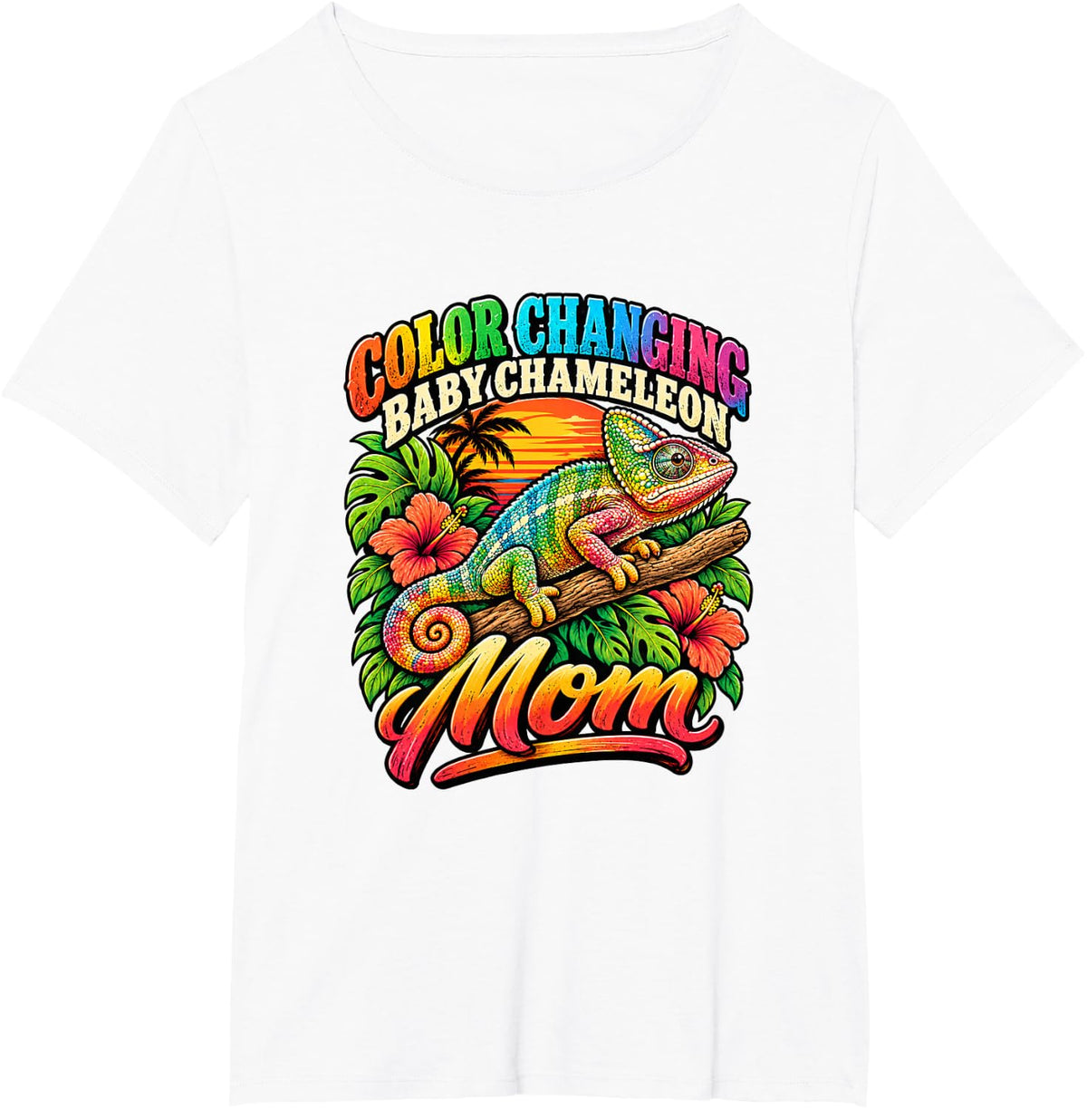 Color Changing Baby Chameleon Mom Cute Reptile T-Shirt - White