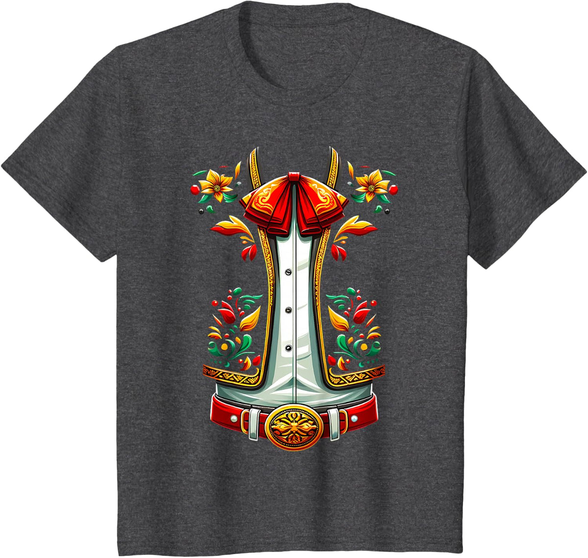 Mexican Costume For Cinco De Mayo Mariachi Charro, halloween T-Shirt - Dark Heather Grey