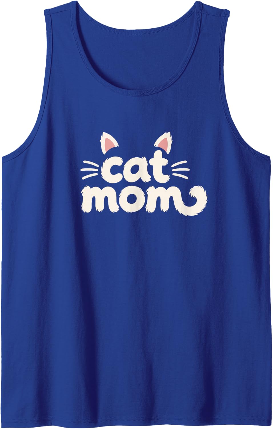 Cat Mom Fluffy Ears and Whiskers Design for Lovers of Cats Sleeveless Tank Top - Royal Blue