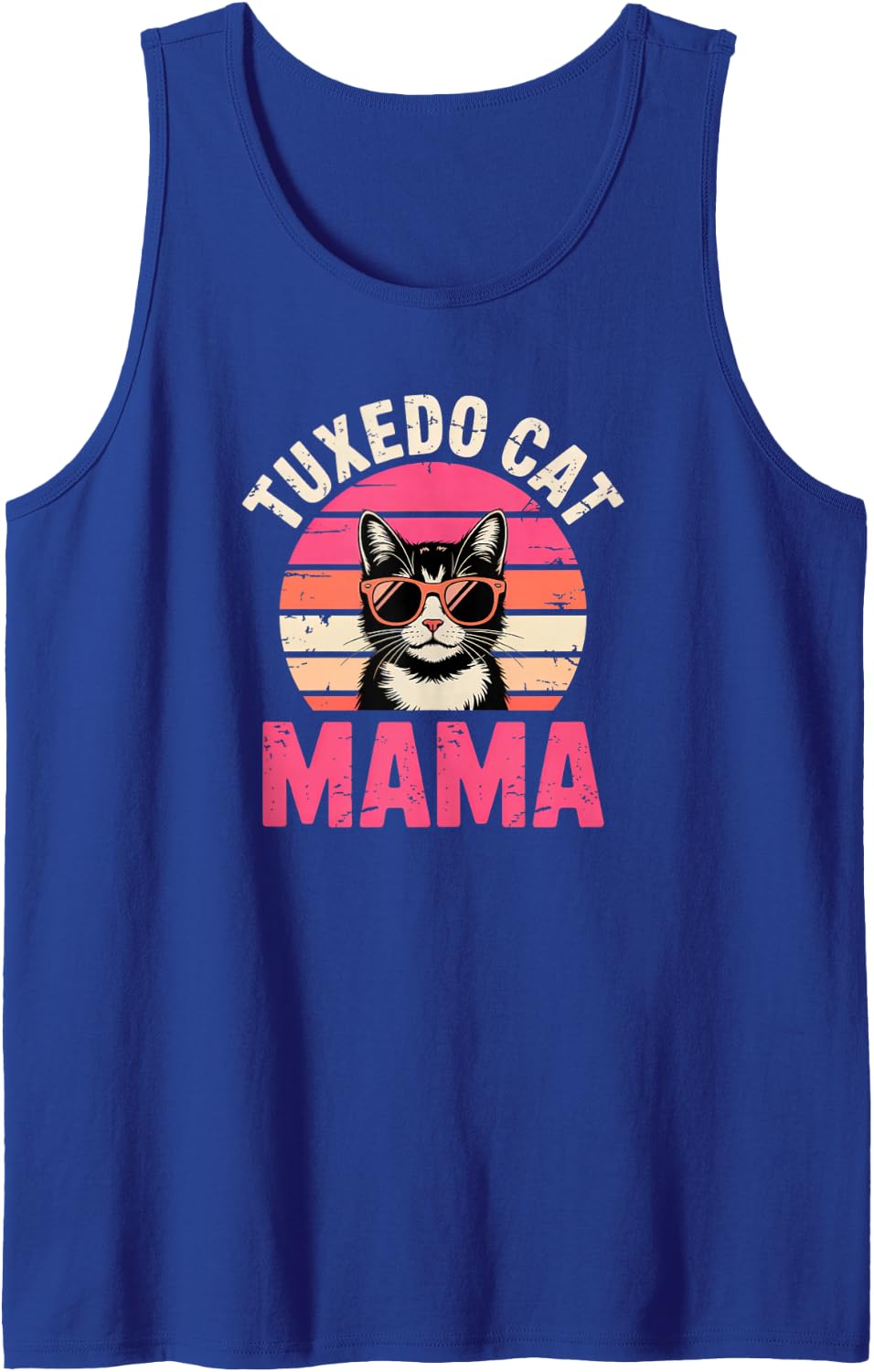Tuxedo Cat Mama Sleeveless Tank Top - Royal Blue