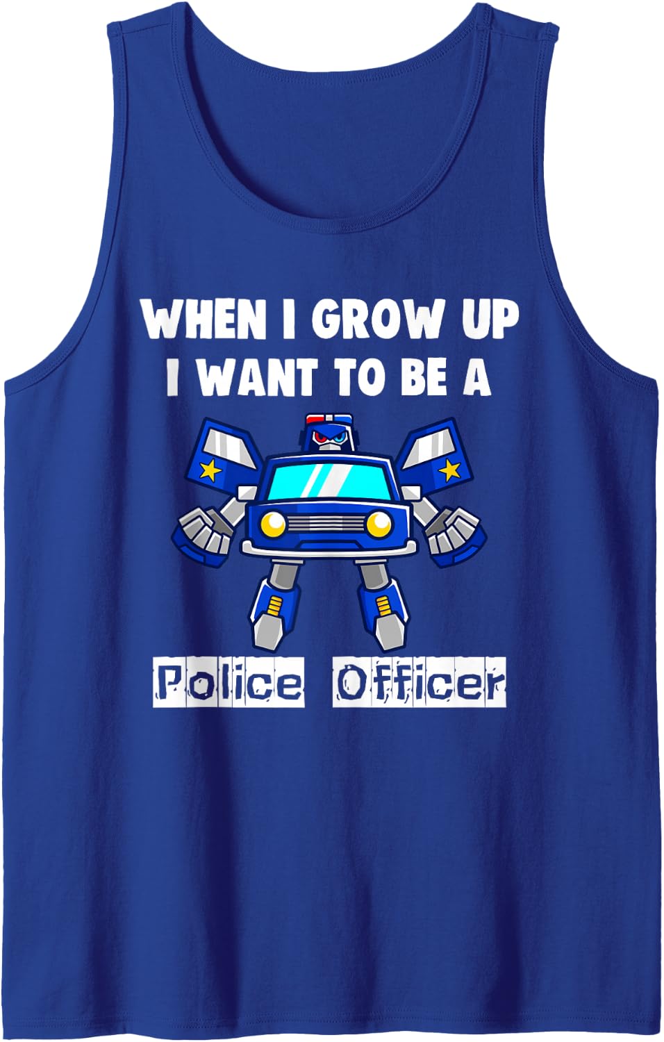 When I Grow Up I Want to Be A Police Officer Policeman Cop Sleeveless Tank Top - Royal Blue