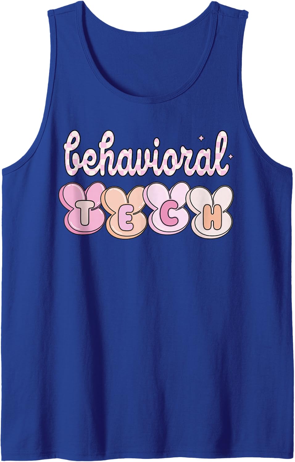 Easter Behavioral Tech ABA Applied Therapist Groovy Bunny Sleeveless Tank Top - Royal Blue