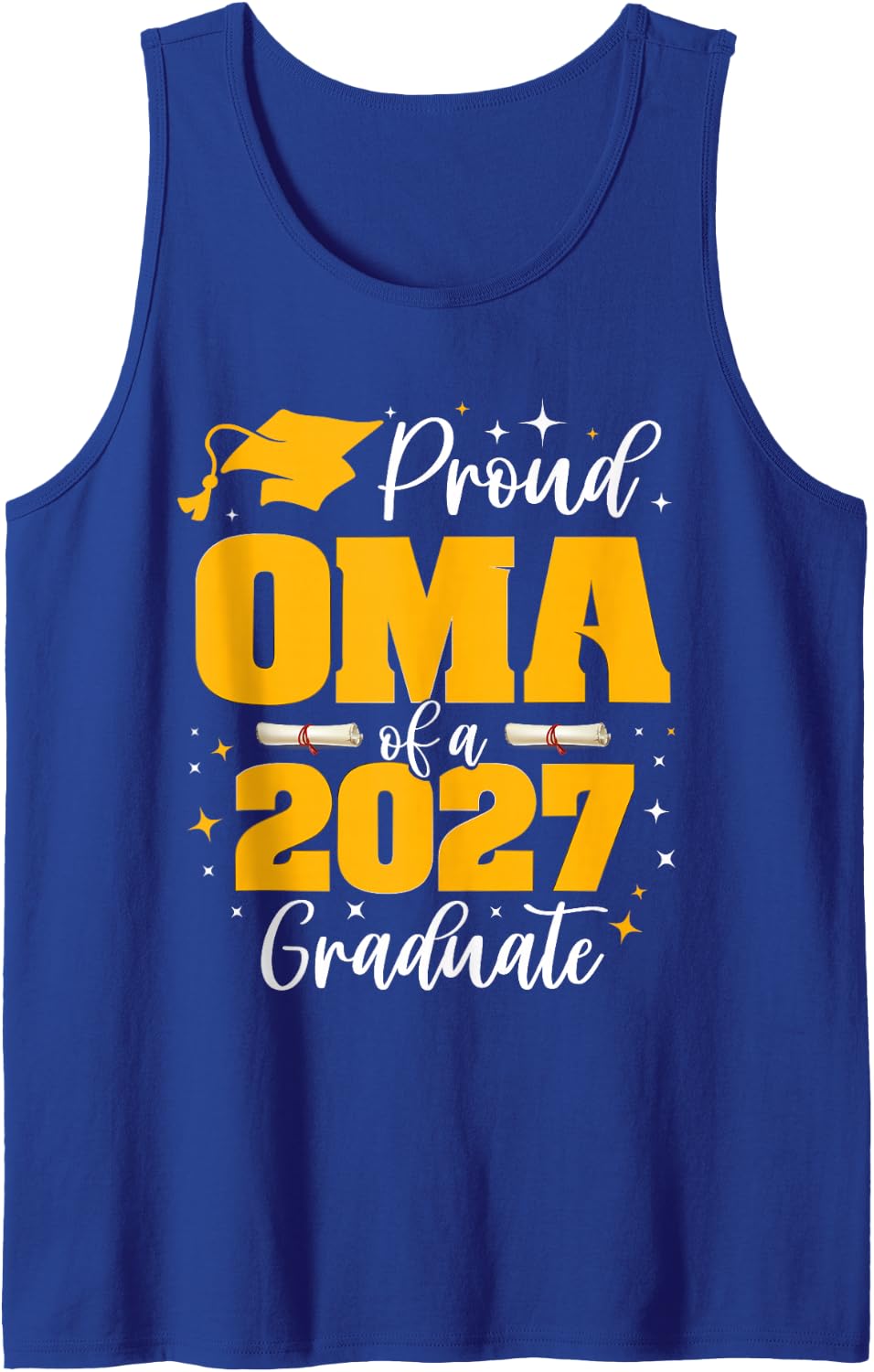 Proud Oma of a Class of 2027 Graduate Senior Graduation Sleeveless Tank Top - Royal Blue