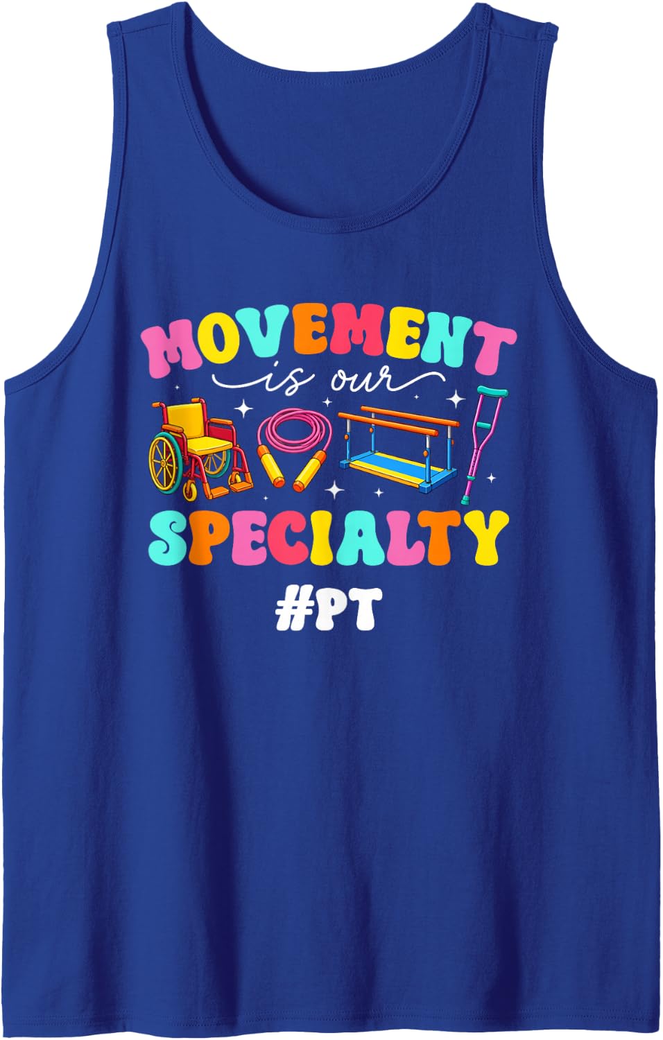 Groovy PT Therapist Physical Therapist Appreciation Month Sleeveless Tank Top - Royal Blue