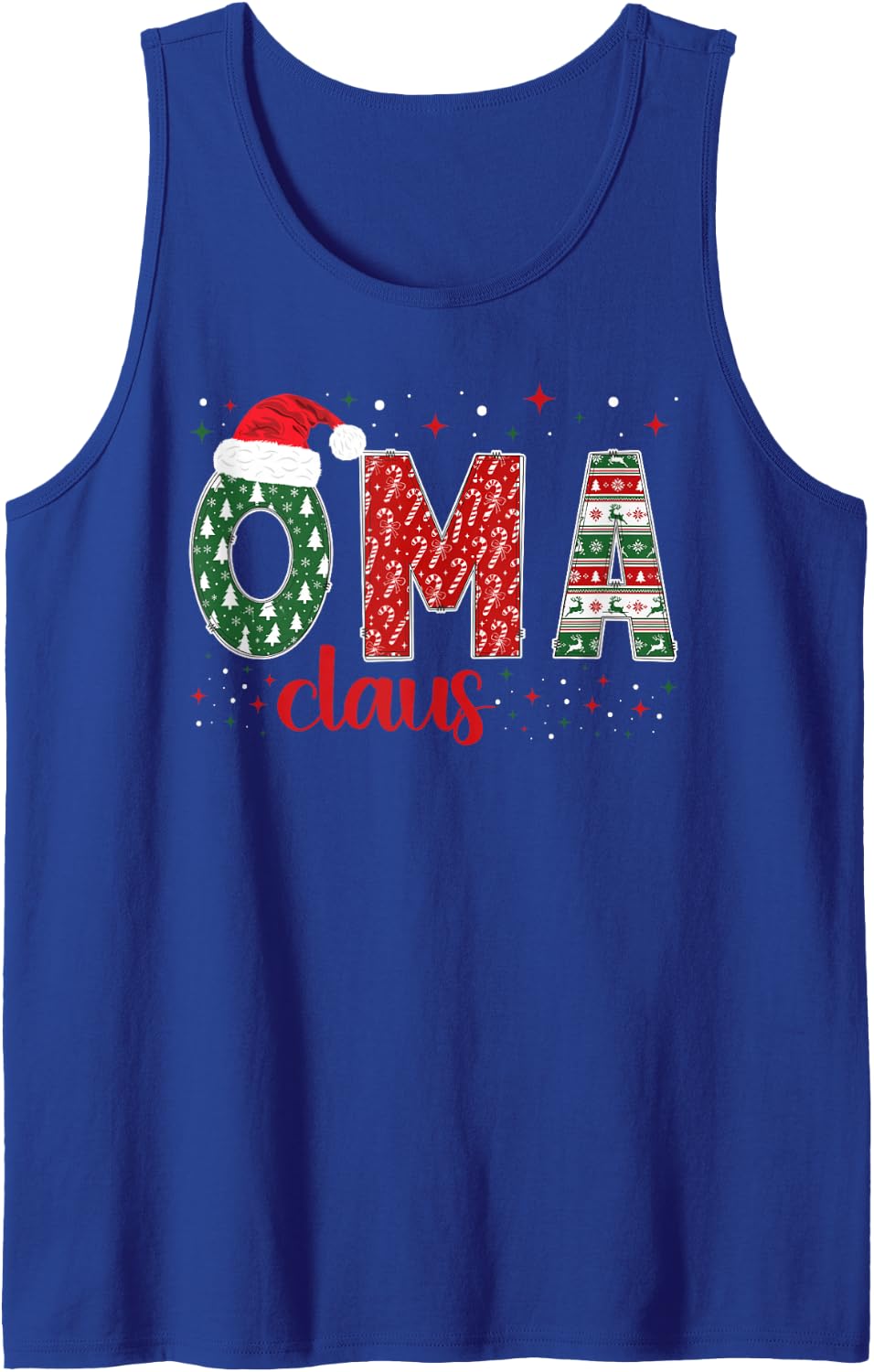 Oma Claus Christmas Oma Grandma Xmas Party Sleeveless Tank Top - Royal Blue