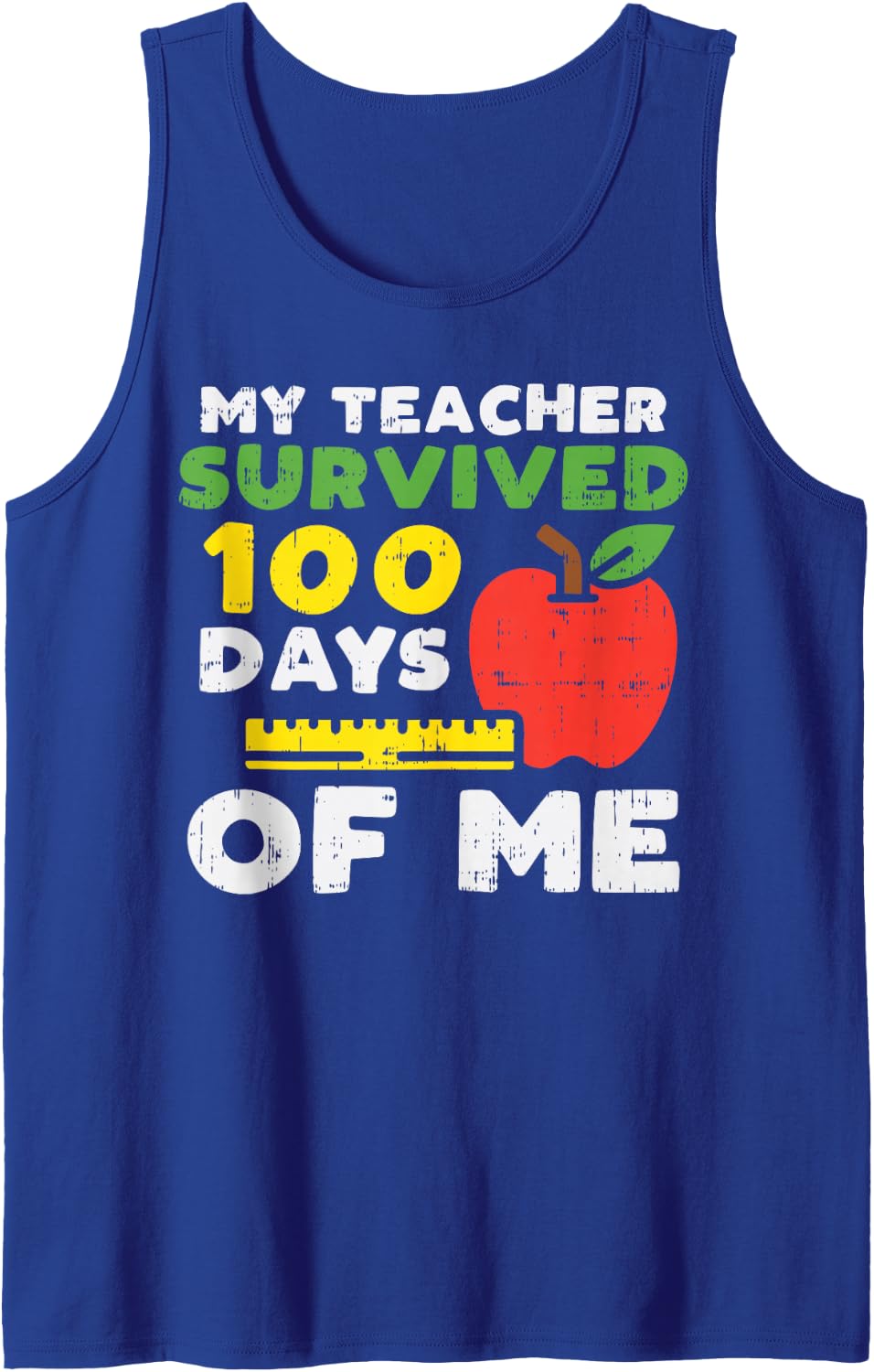 My Teacher Survived 100 Days 100th School Kids Boy Girl Sleeveless Tank Top - Royal Blue