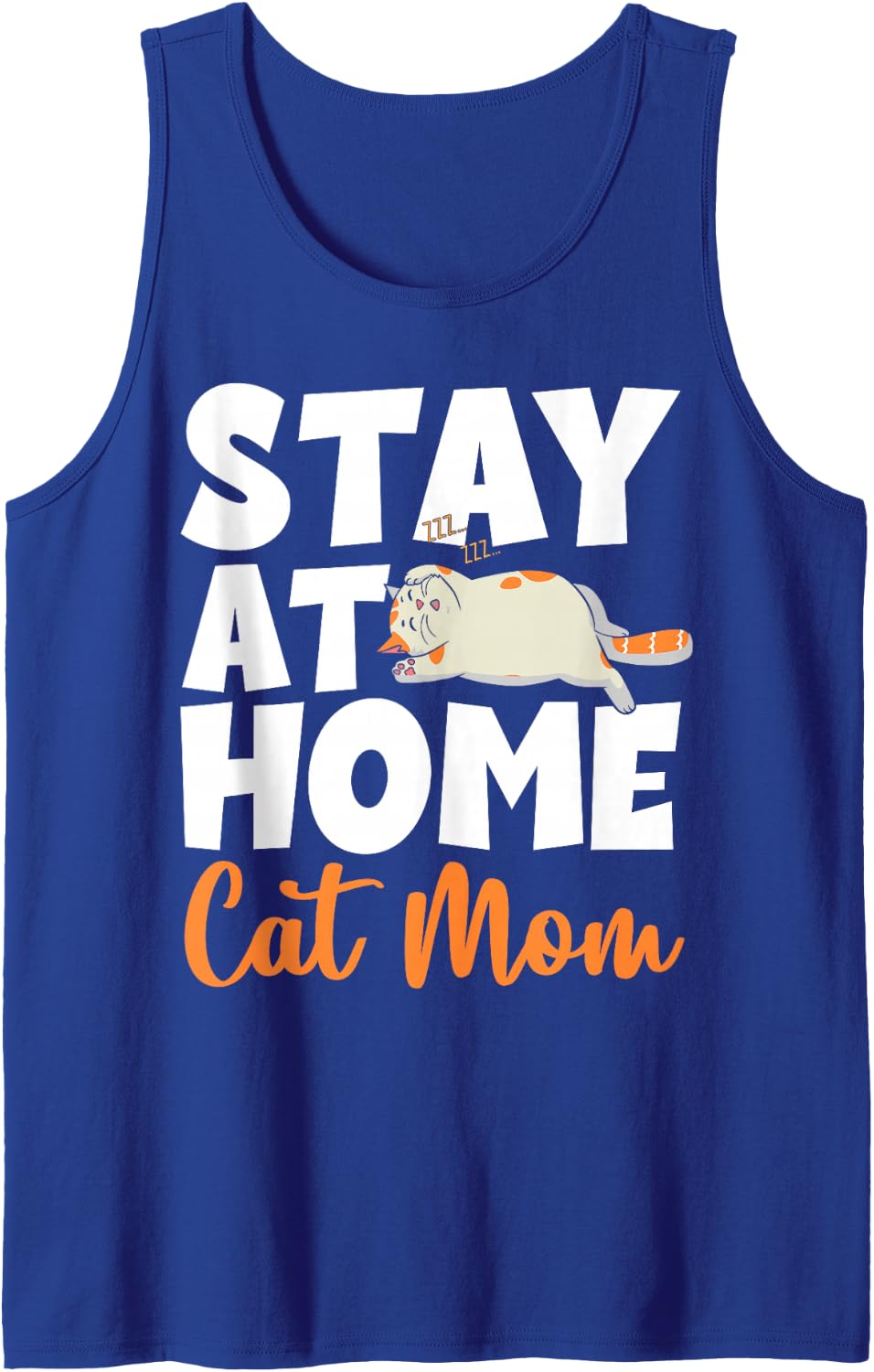 Stay at Home cat mom cat Sleeveless Tank Top - Royal Blue