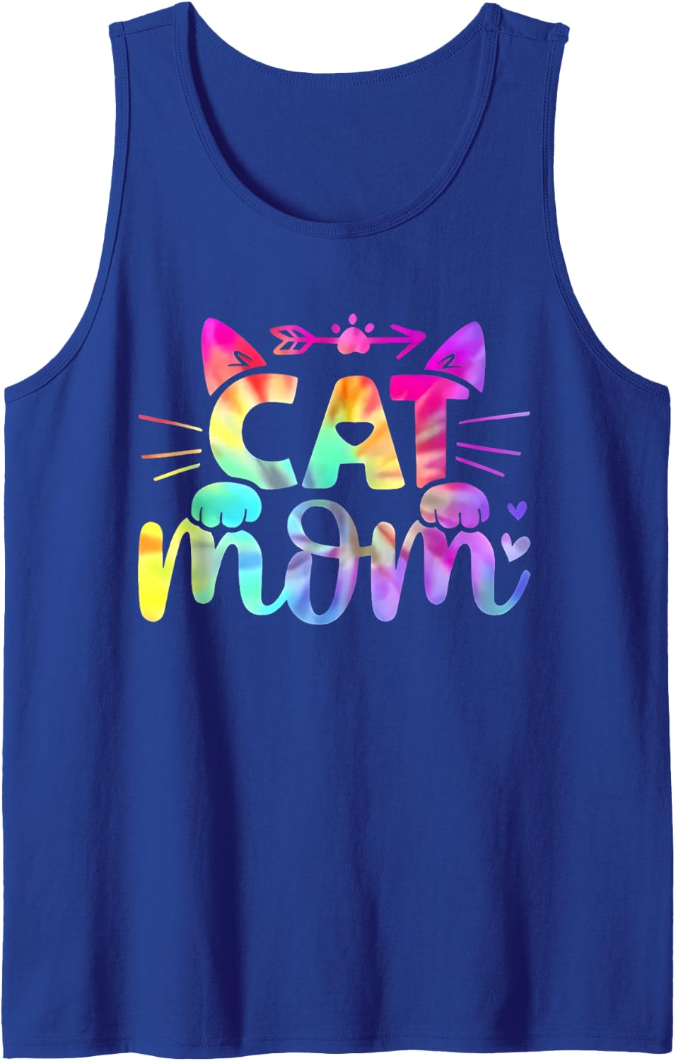 Cat Mom Tie Dye Kitty Cat Lover Kitten Pet Owner Colorful Sleeveless Tank Top - Royal Blue