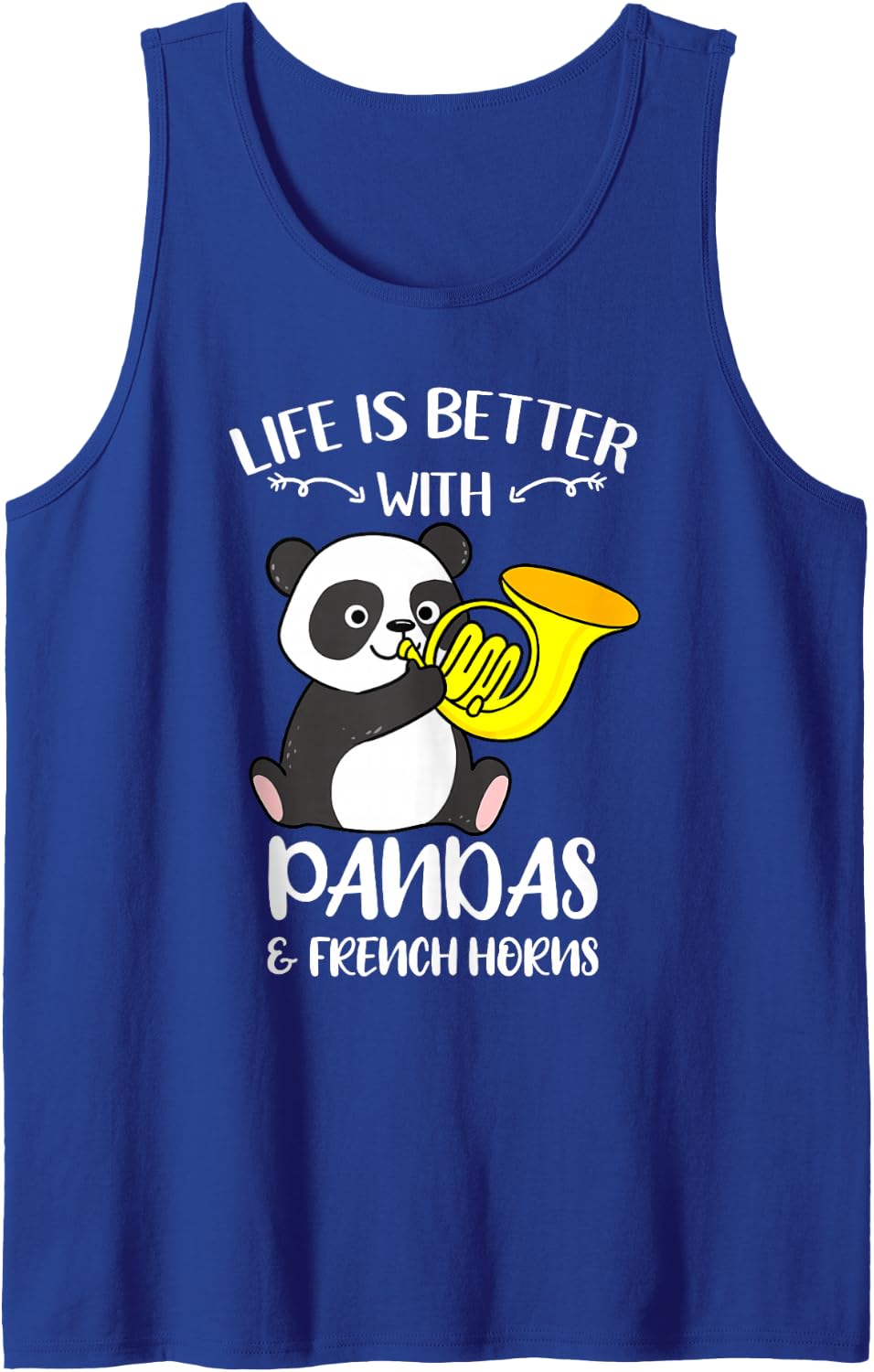 Life is Better with Pandas French Horn Sleeveless Tank Top - Royal Blue