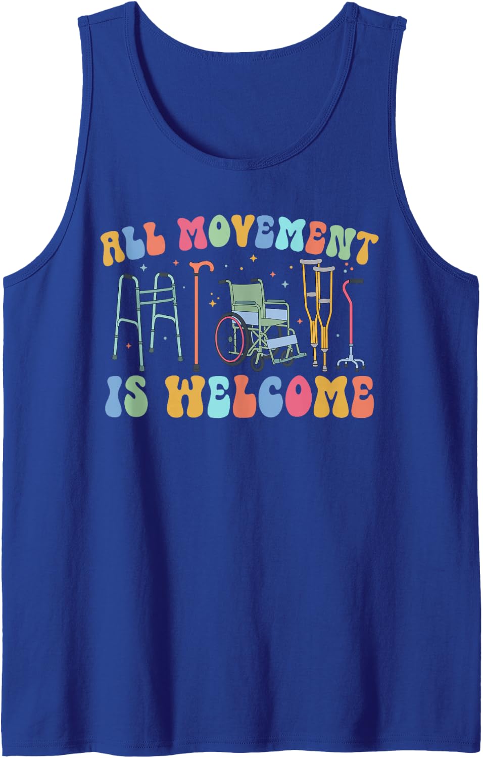 Physical Therapist Appreciation Month Groovy PT Therapist Sleeveless Tank Top - Royal Blue