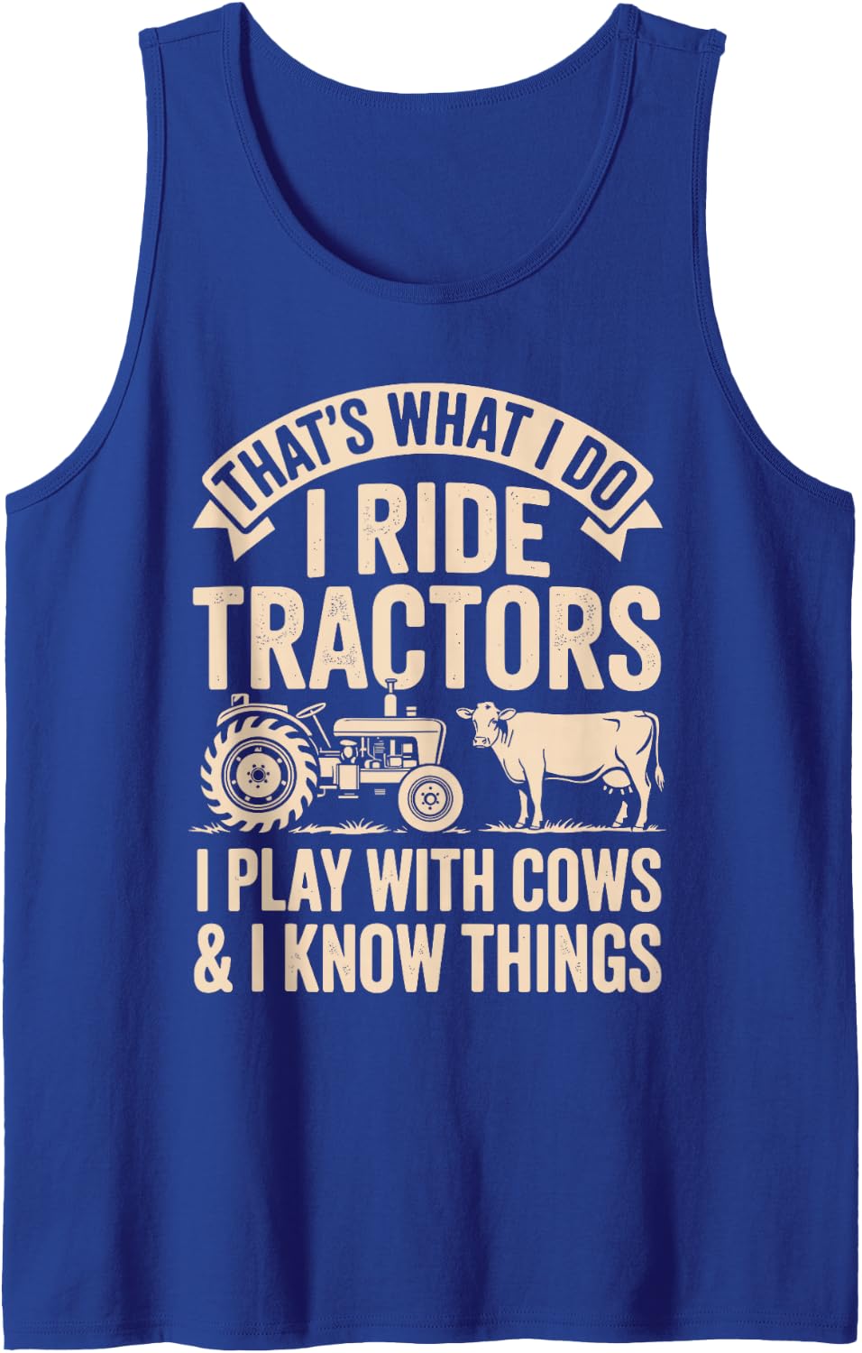 Funny Tractor Art for Men Women Kids Farm Tractor Lovers Sleeveless Tank Top - Royal Blue