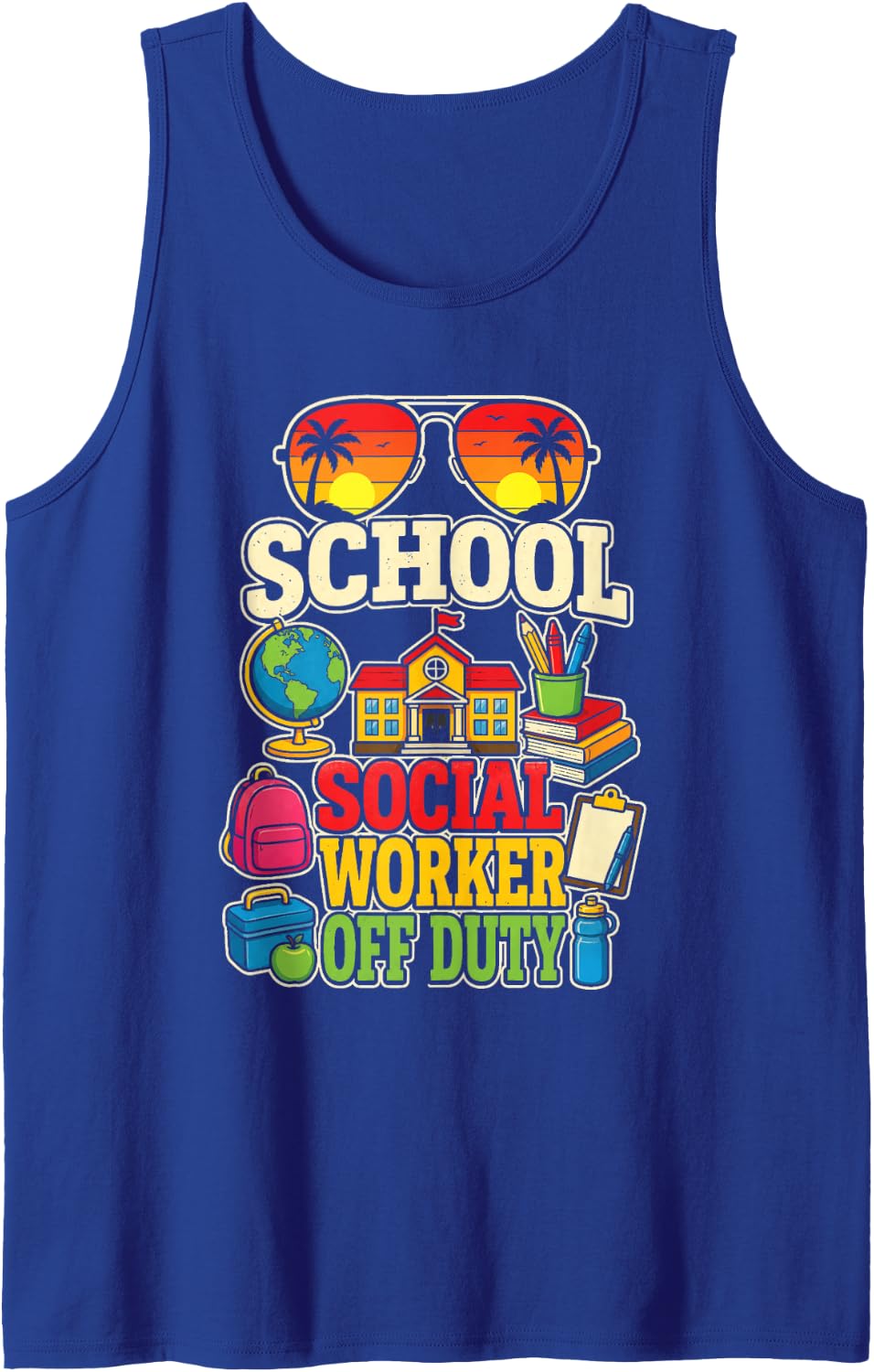School Social Worker Off Duty Elementary Student Services Sleeveless Tank Top - Royal Blue