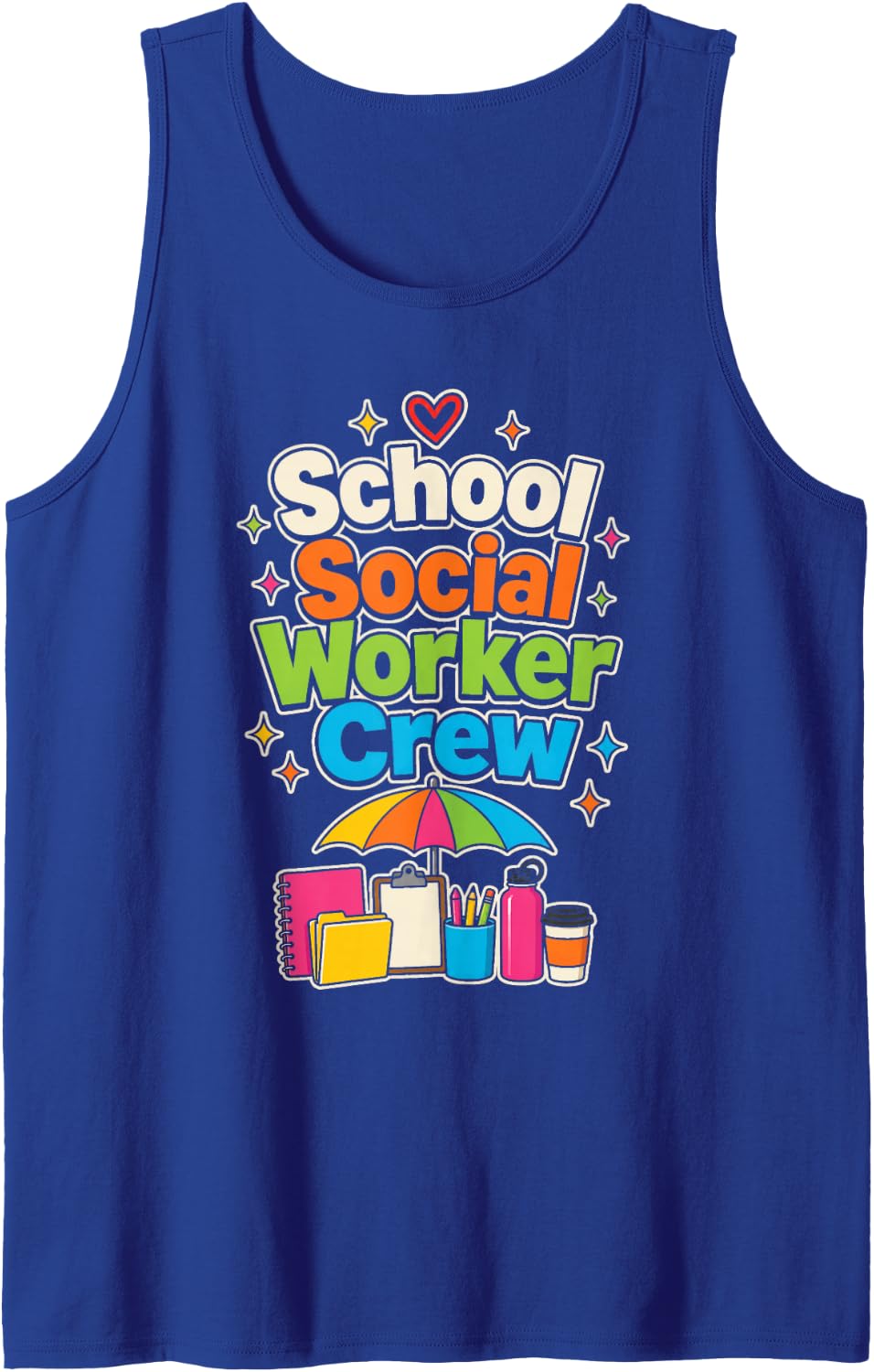 School Social Worker Crew Matching Staff Squad Elementary Sleeveless Tank Top - Royal Blue