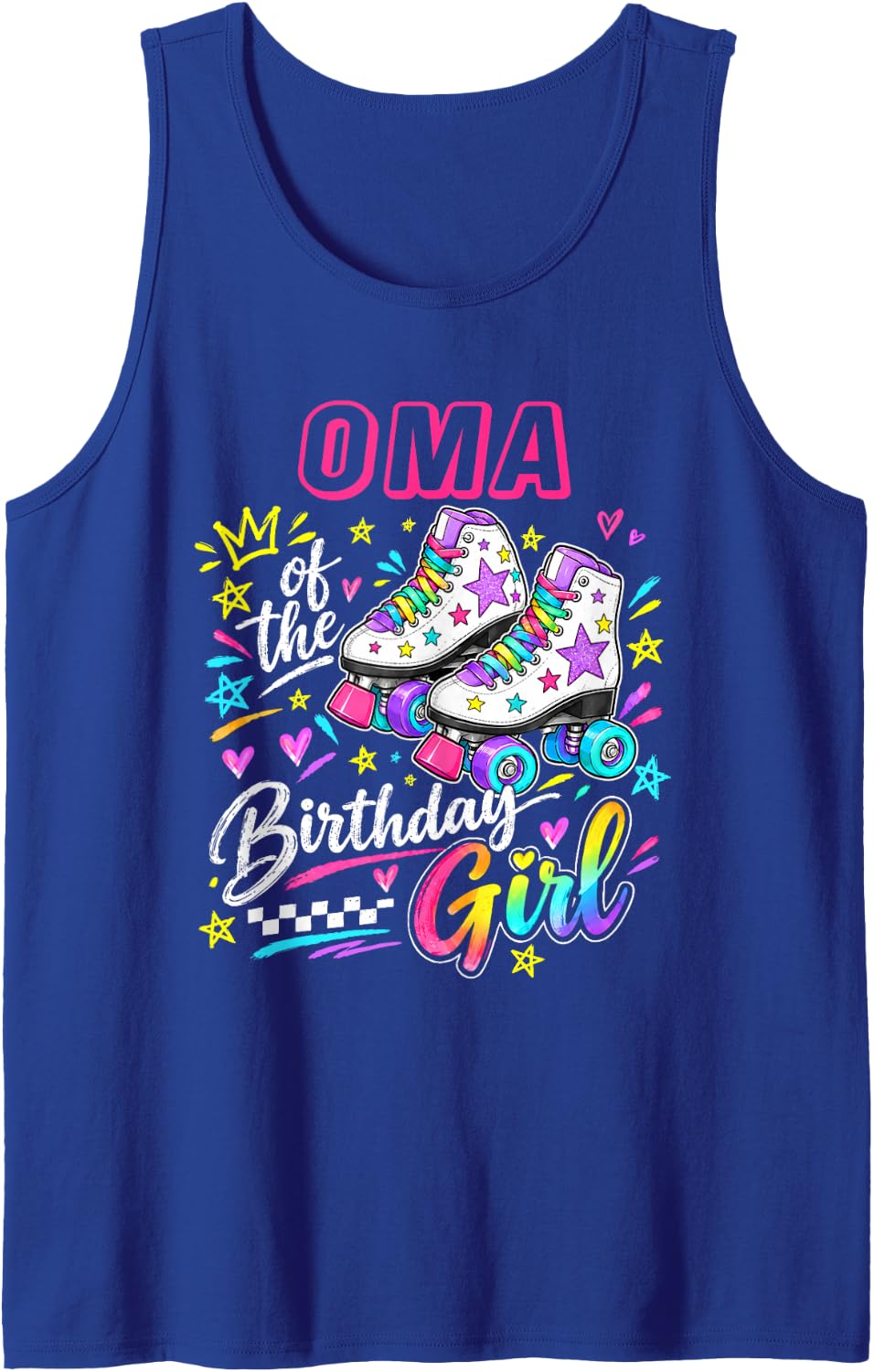 Family Oma of The Birthday Girl Rolling Skate Sleeveless Tank Top - Royal Blue