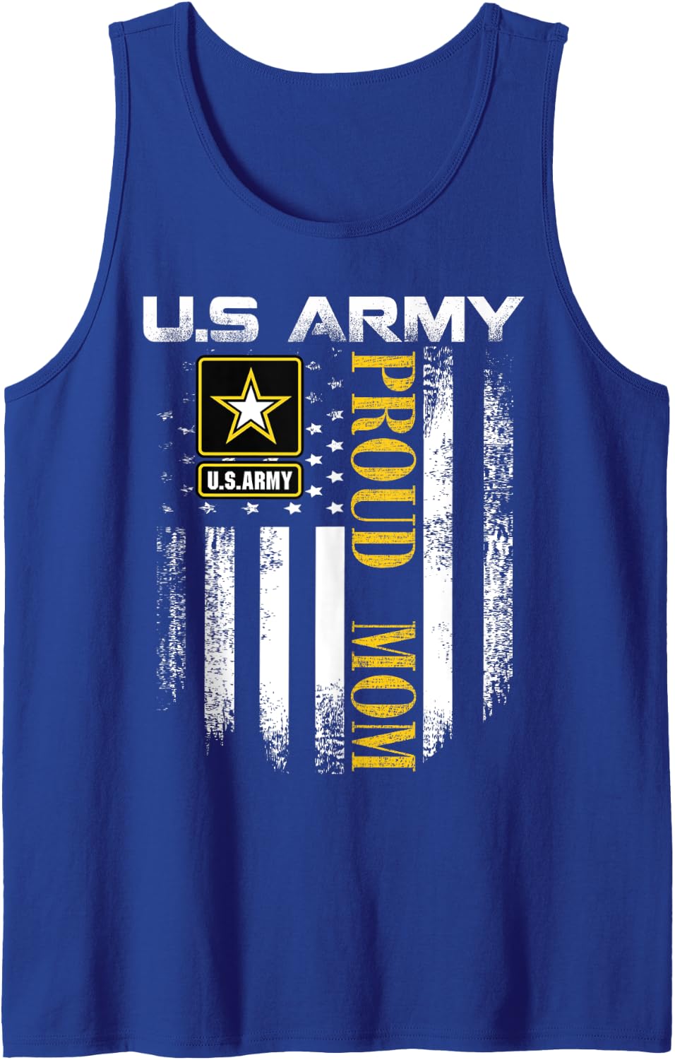 Vintage U.S. Army Proud Mom With American Flag Gift Tank Top - Royal Blue