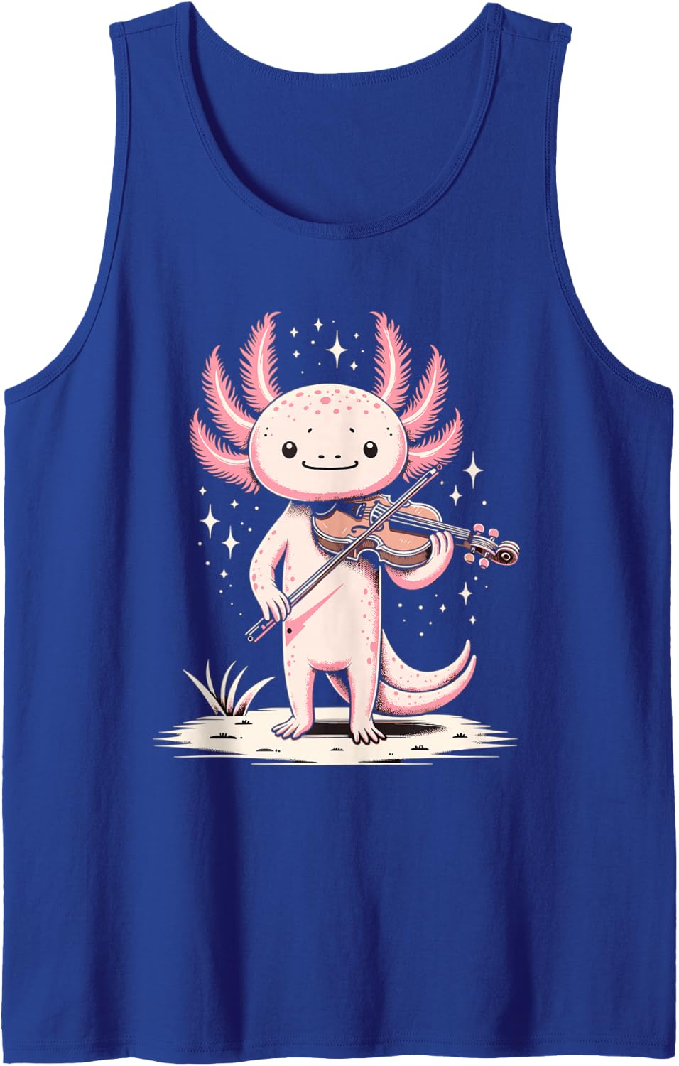 Cute Axolotl Playing Violin for Violinist Musical Orchestra Sleeveless Tank Top - Royal Blue