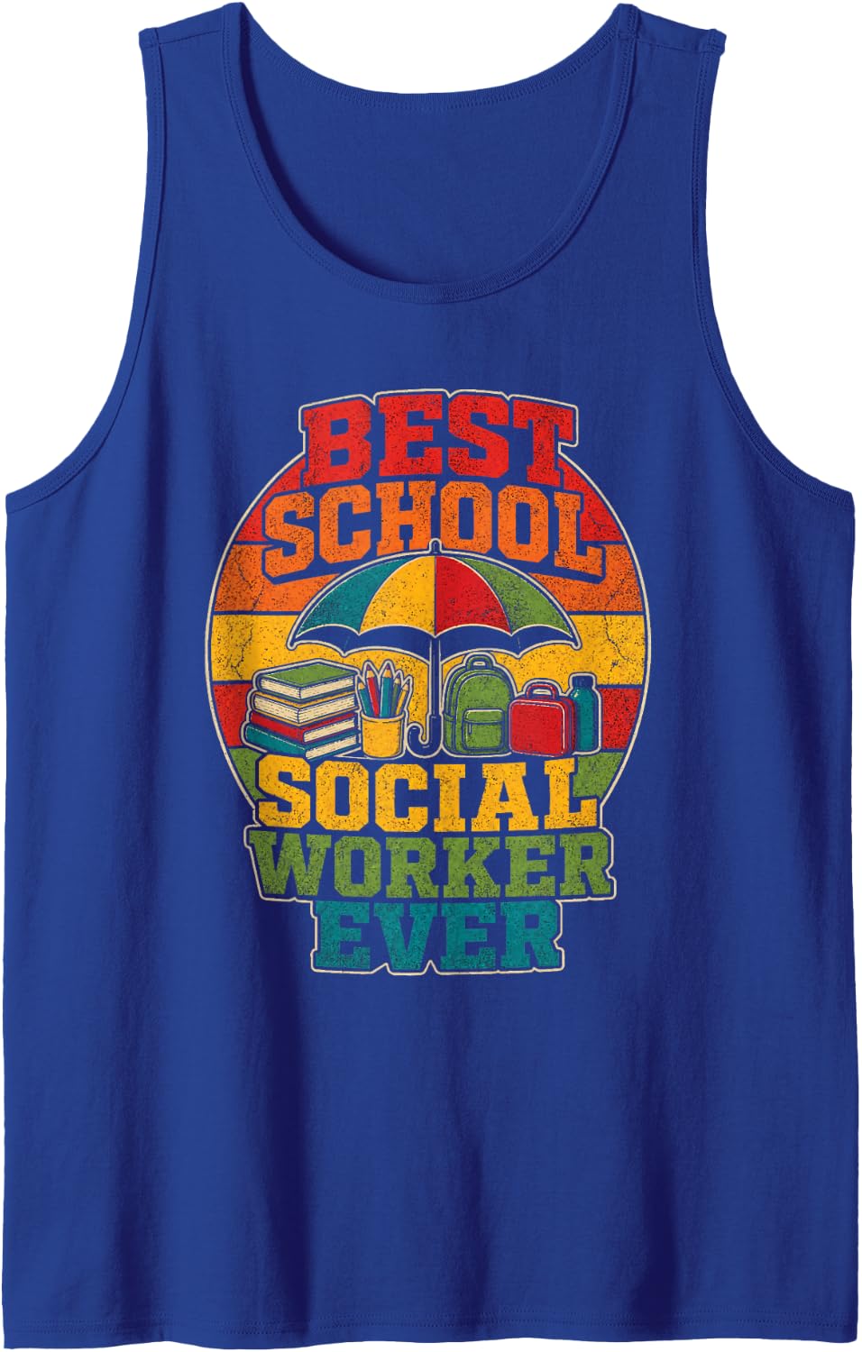 School Social Worker Gift Student Services Retro Vintage Sleeveless Tank Top - Royal Blue