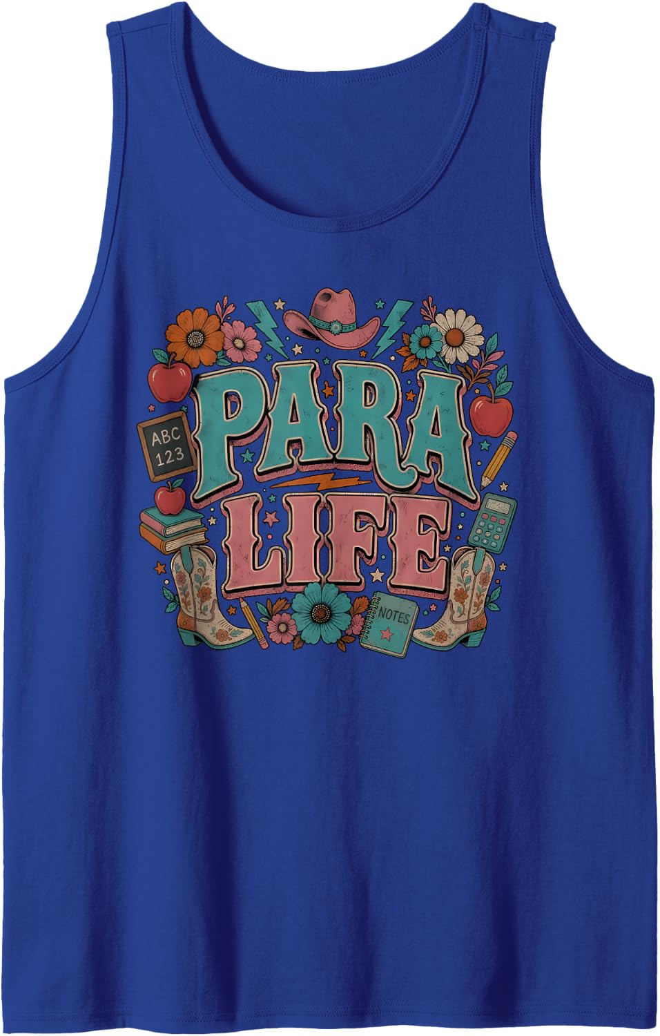 para Squad Paraprofessional Western Country Back to School Tank Top - Royal Blue