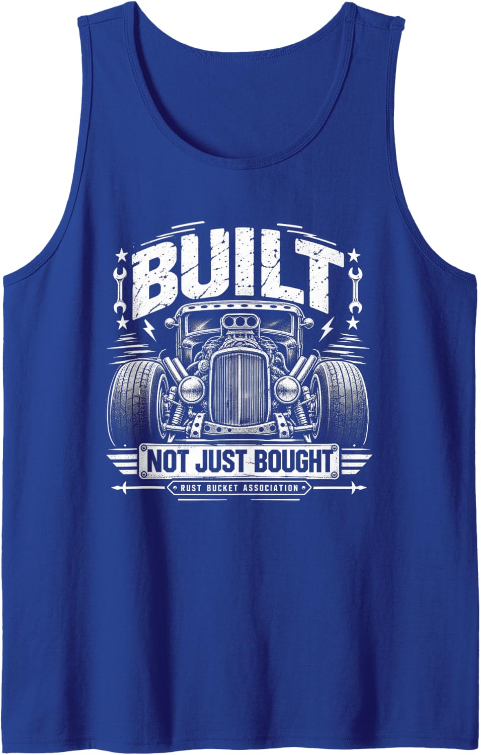 Built Not Just Bought Mechanic Rat Rod Car Dad Guy Father Sleeveless Tank Top - Royal Blue