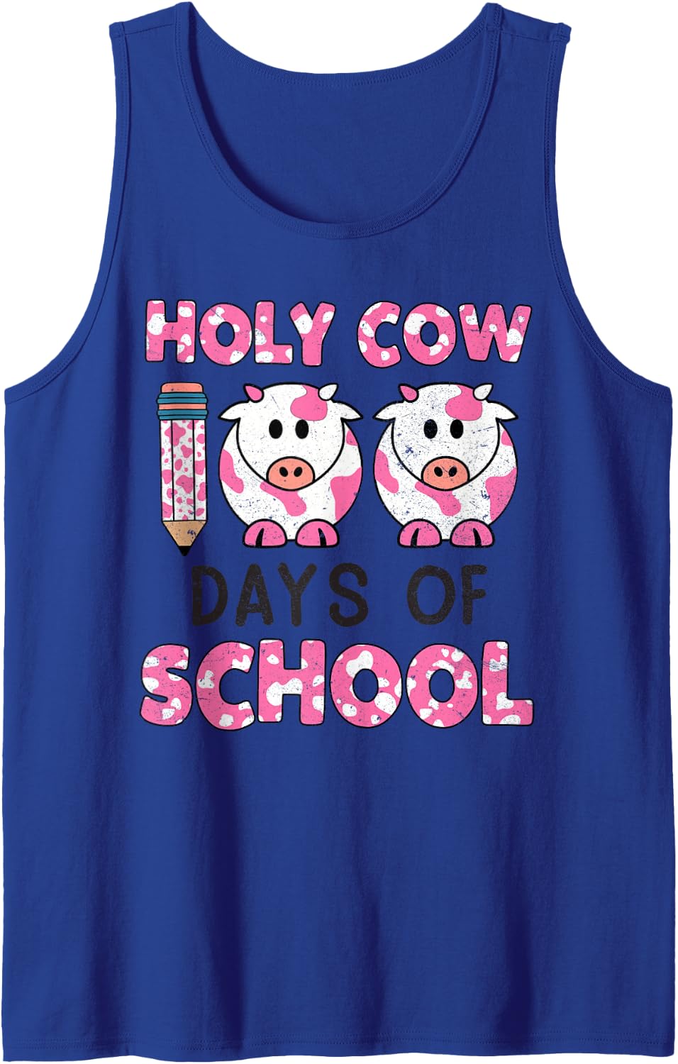Holy Cow 100 Days of School 100 Days Smarter Teachers Kids Sleeveless Tank Top - Royal Blue
