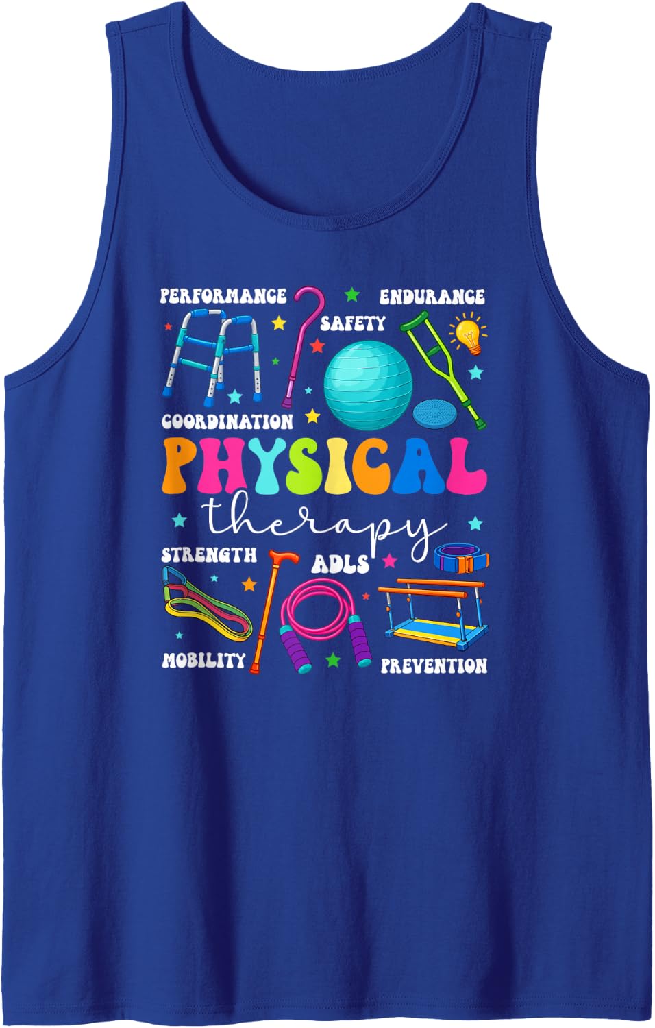 Physical Therapy Month Physical Therapist Groovy PT Sleeveless Tank Top - Royal Blue