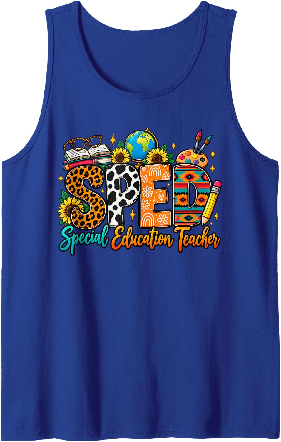SPED Special Education Teacher Back to School Therapist Sleeveless Tank Top - Royal Blue