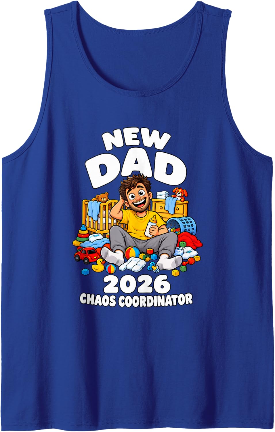 New Dad 2026 Chaos Coordinator Sleeveless Tank Top - Royal Blue