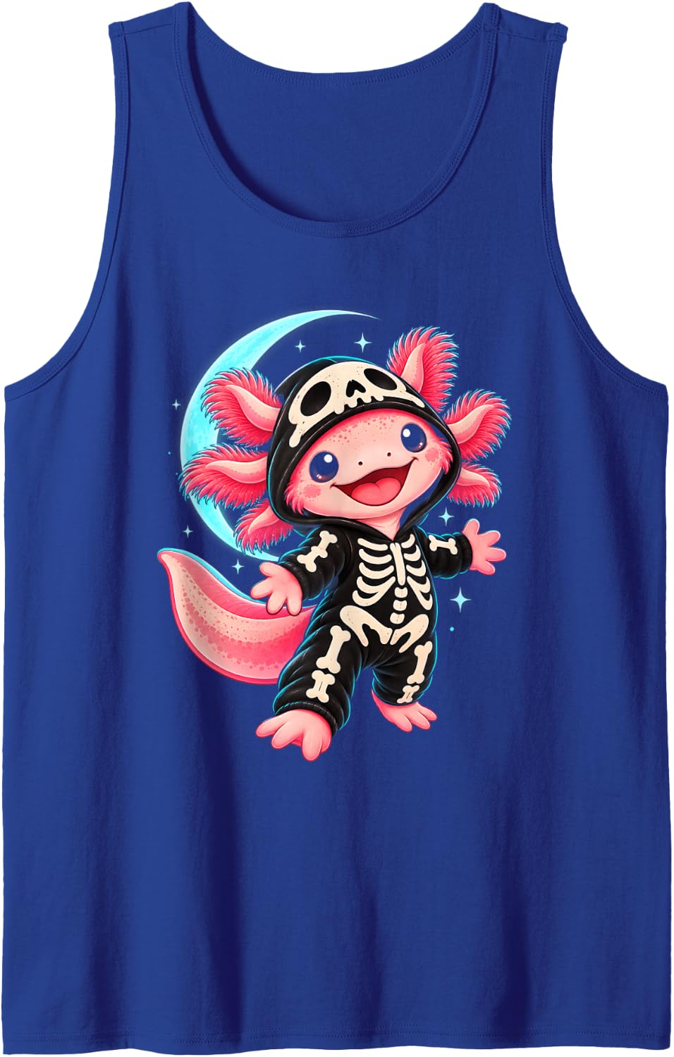 Cute Axolotl Skeleton Halloween Costume Kids Sleeveless Tank Top - Royal Blue