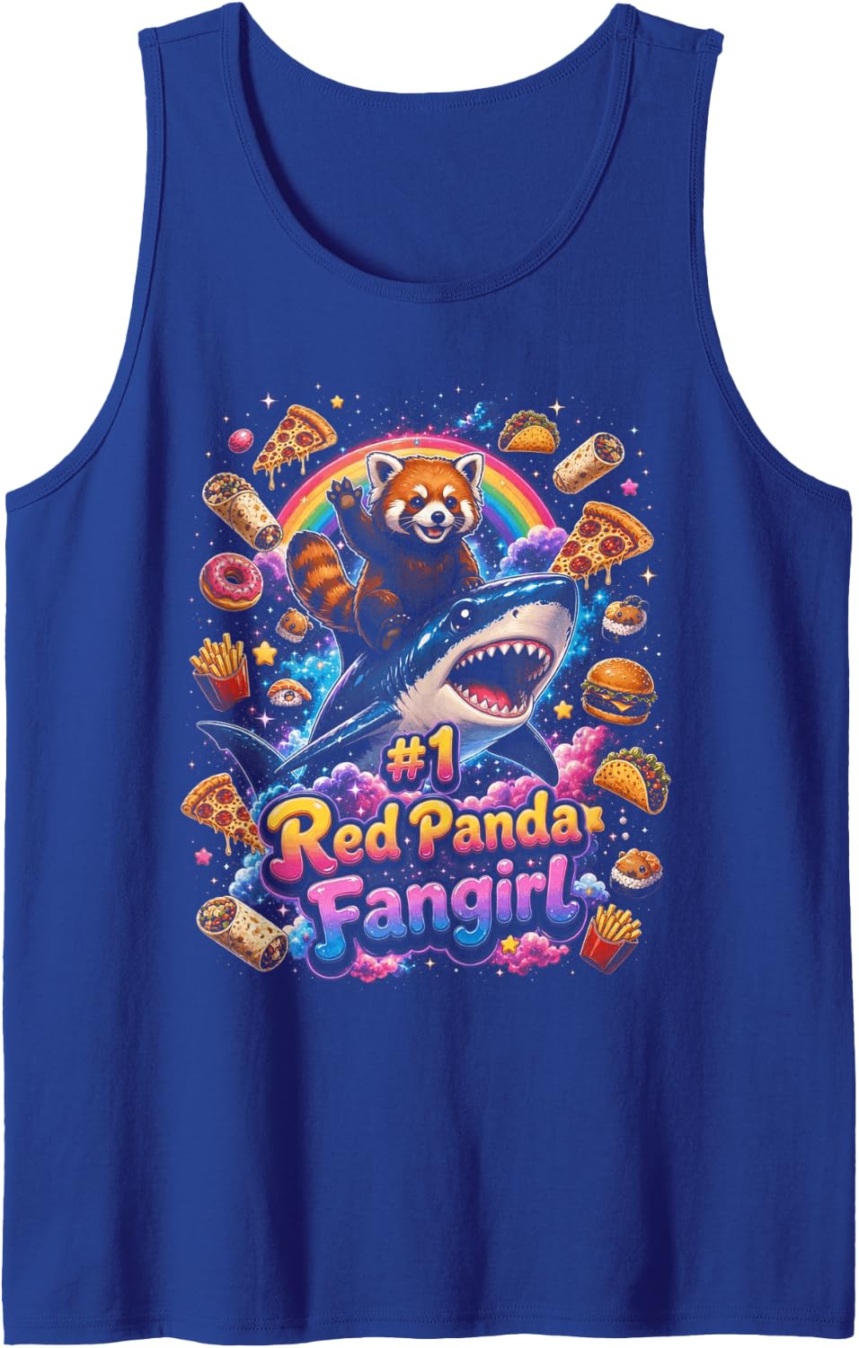 #1 Red Panda Fangirl | Womens Kawaii Cute Girls Red Panda Sleeveless Tank Top - Royal Blue