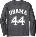 President Obama 44 - Throwback College Jersey Number 44 Long Sleeve T-Shirt - Adult Unisex Dark Heather Grey