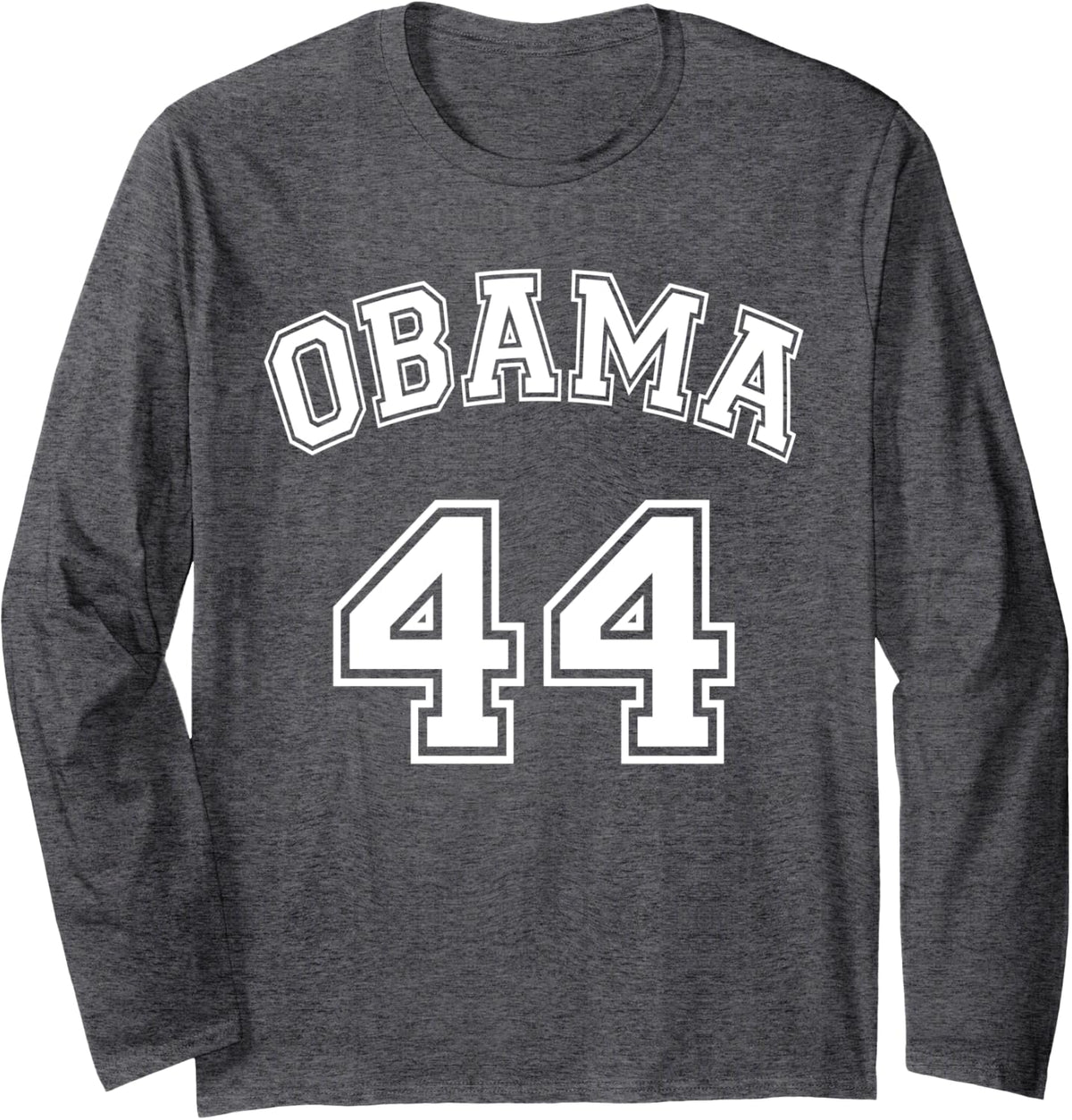 President Obama 44 - Throwback College Jersey Number 44 Long Sleeve T-Shirt - Adult Unisex Dark Heather Grey
