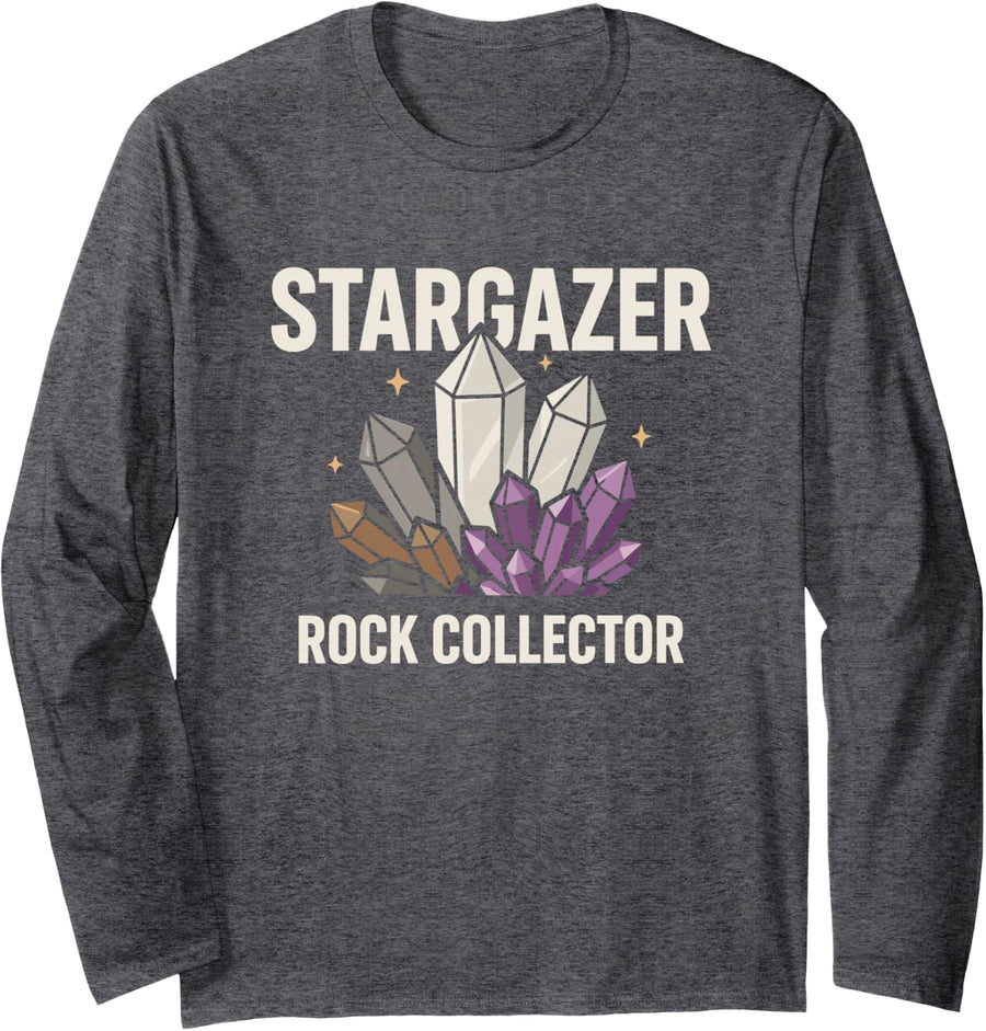 Stargazer Rock Collector - Rock Collector Geode Long Sleeve T-Shirt - Adult Unisex Dark Heather Grey