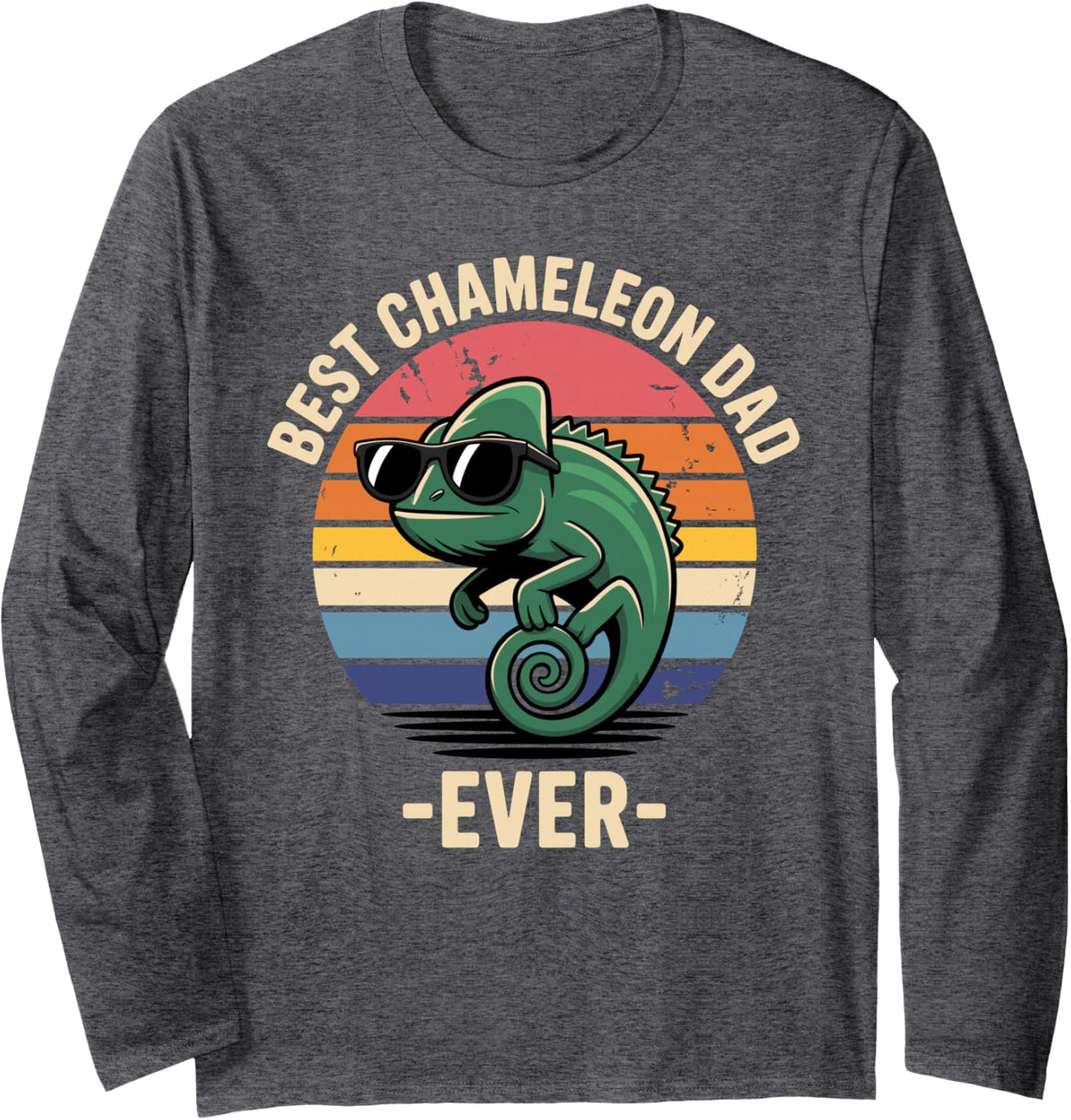Funny Chameleon Art for Men Boys Dad Chameleon Lover Long Sleeve T-Shirt - Adult Unisex Dark Heather Grey