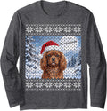Ruby Cavalier King Charles Spaniel Dog Long Sleeve T-Shirt - Adult Unisex Dark Heather Grey