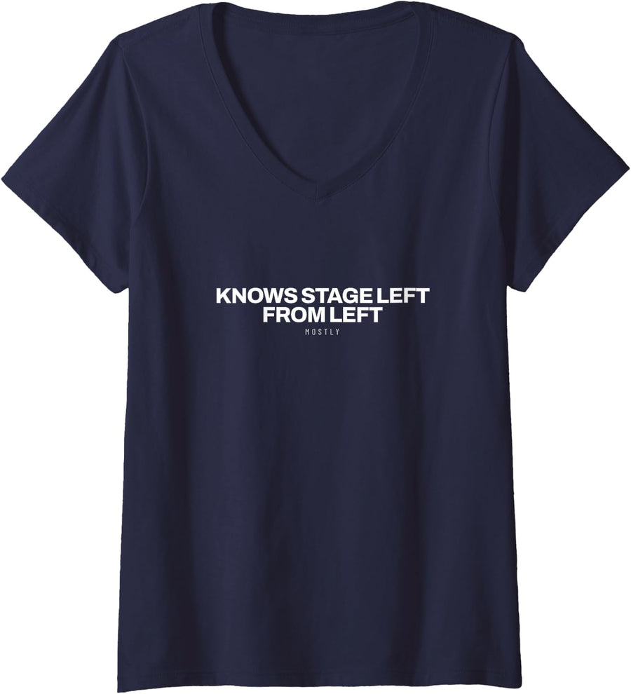 Women's Theater Musical Theater Stage Crew Drama Teacher Thespian V-Neck T-Shirt - Navy Blue