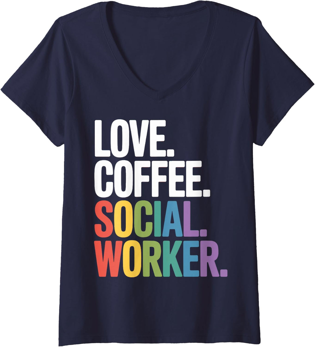 Women's Love Coffee Social Worker for Hospice Nursing Homes V-Neck T-Shirt - Navy Blue