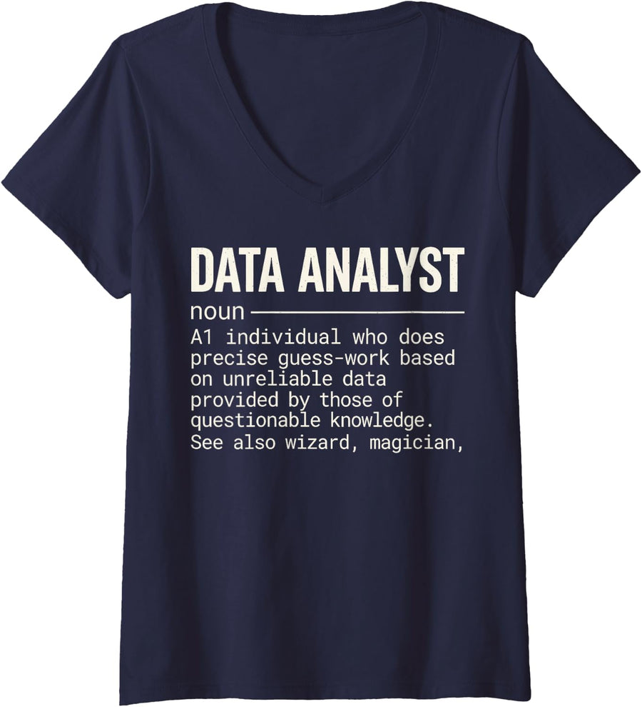 Women's Cyber Security Data Analyst Definition IT Hacker Tech Geek V-Neck T-Shirt - Navy Blue