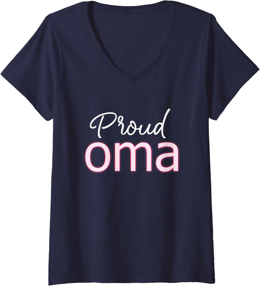 Women's Proud Oma Shirt Deutschland Deutsche German Grandma V-Neck T-Shirt - Navy Blue