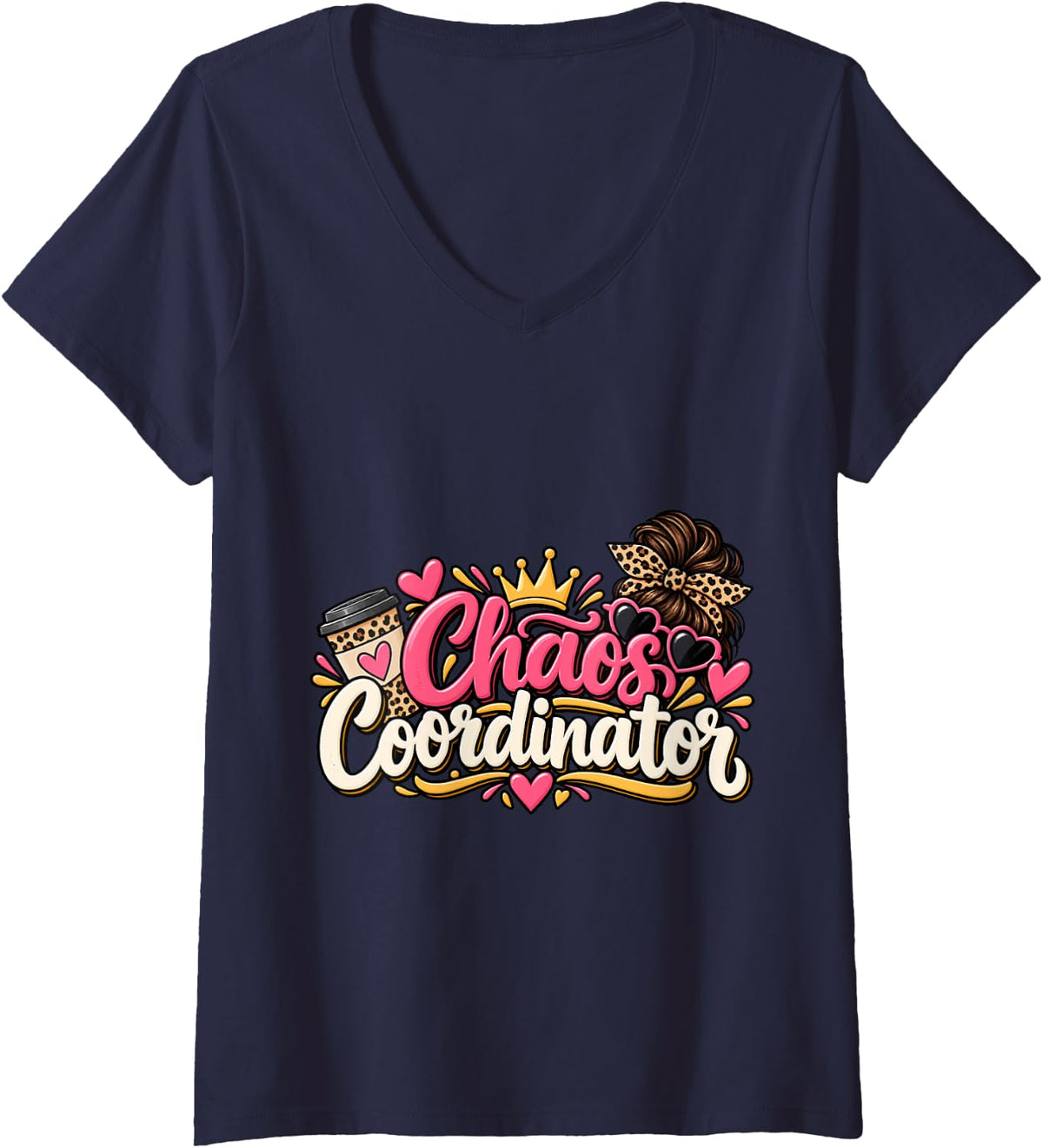 Women's Mama - Chaos Coordinator V-Neck T-Shirt - Navy Blue