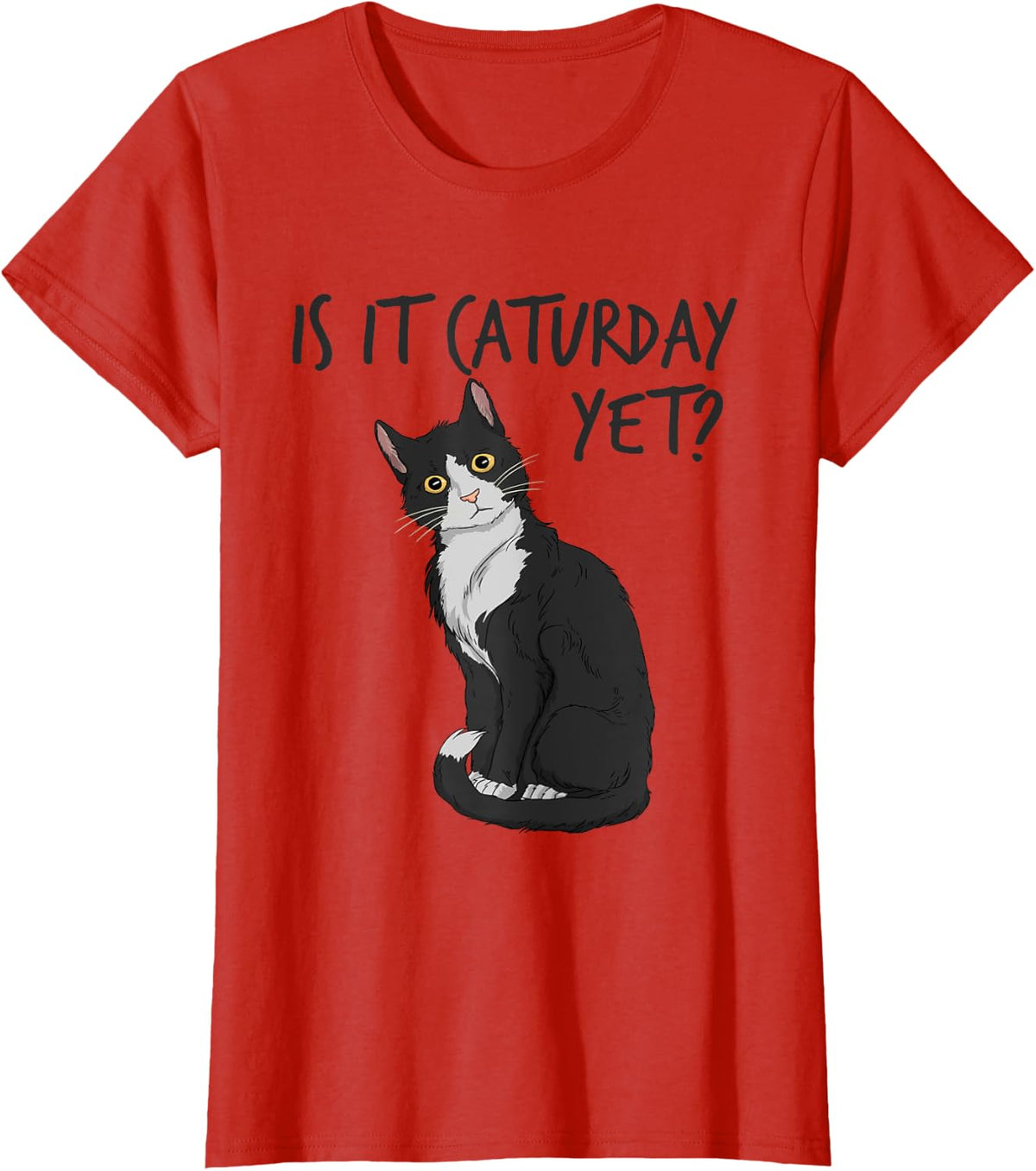 Is It Caturday Yet Funny Cat Lover Pet Cat Mom Caturday T-Shirt - Red