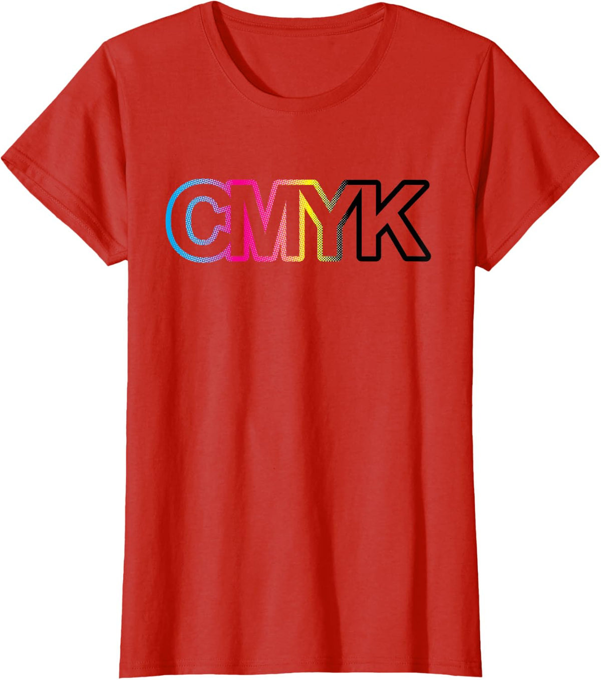 Funny CMYK Halftone Gradient Rainbow T-Shirt - Red
