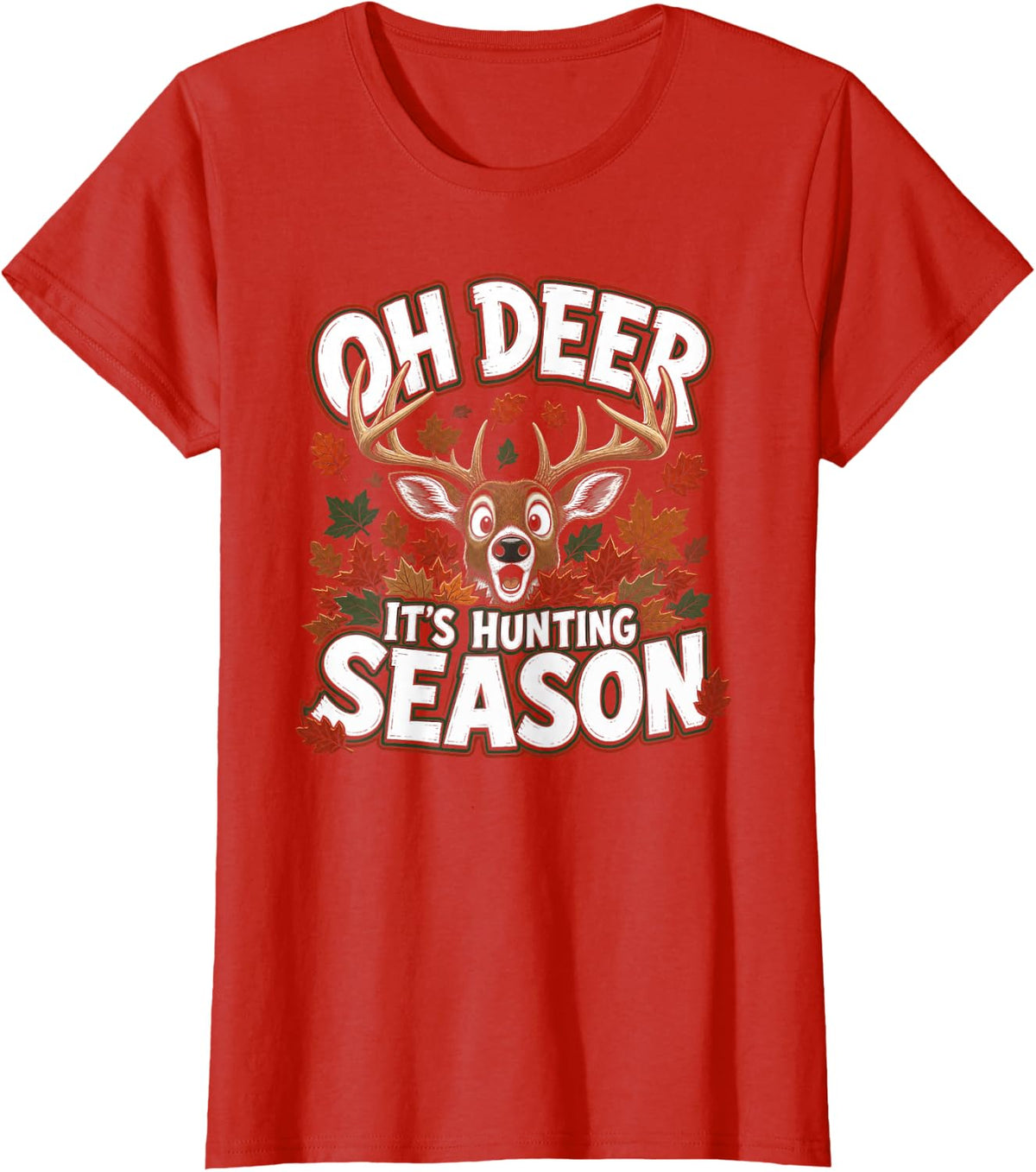 Hunting Season Autumn Whitetail Buck T-Shirt - Red