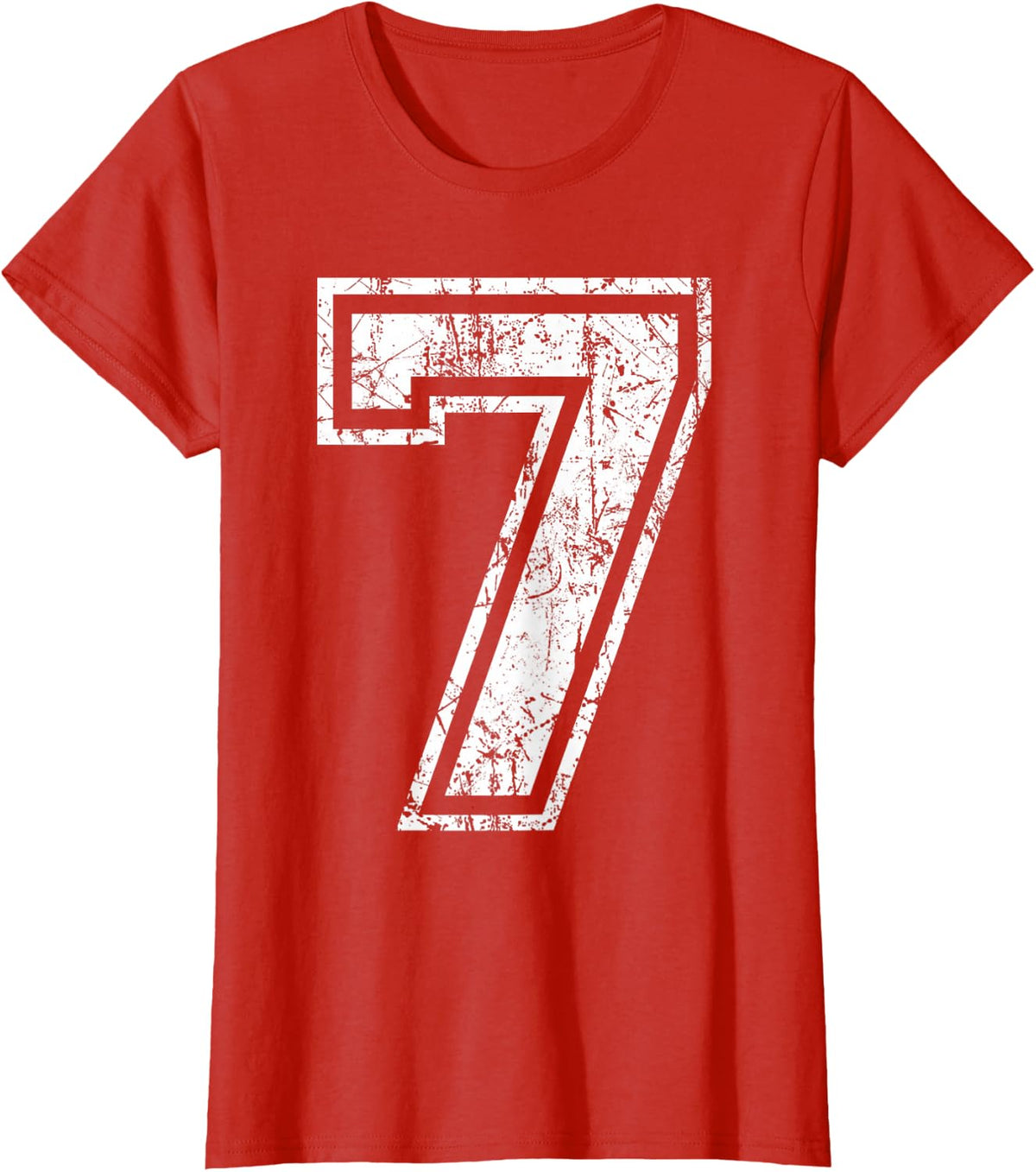 Sports Jersey Grunge Number 7 Fan Team Player Birthday T-Shirt - Red